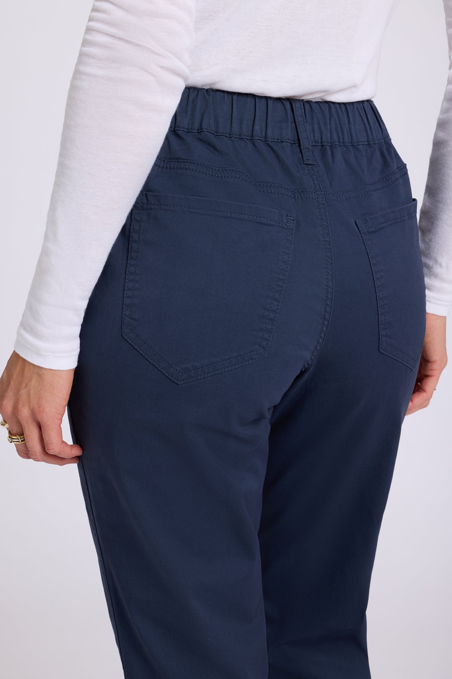 NYDJ Adjustable Marilyn Straight Pants In Stretch Twill With High Rise And 1" Hems - Oxford Navy