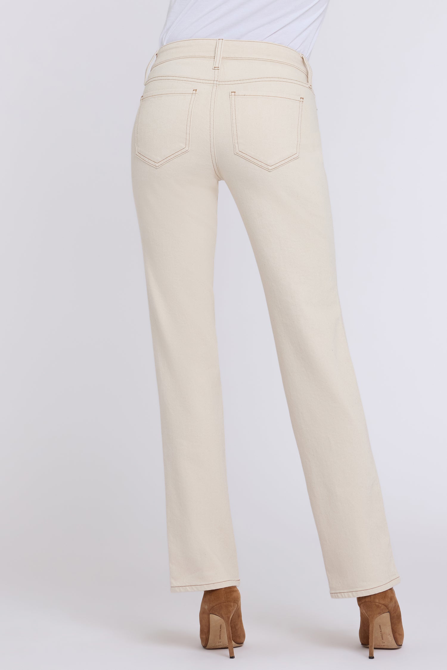 NYDJ Marilyn Straight Jeans In Re-New™ Denim With Side Double Stitching - Light Oatmeal