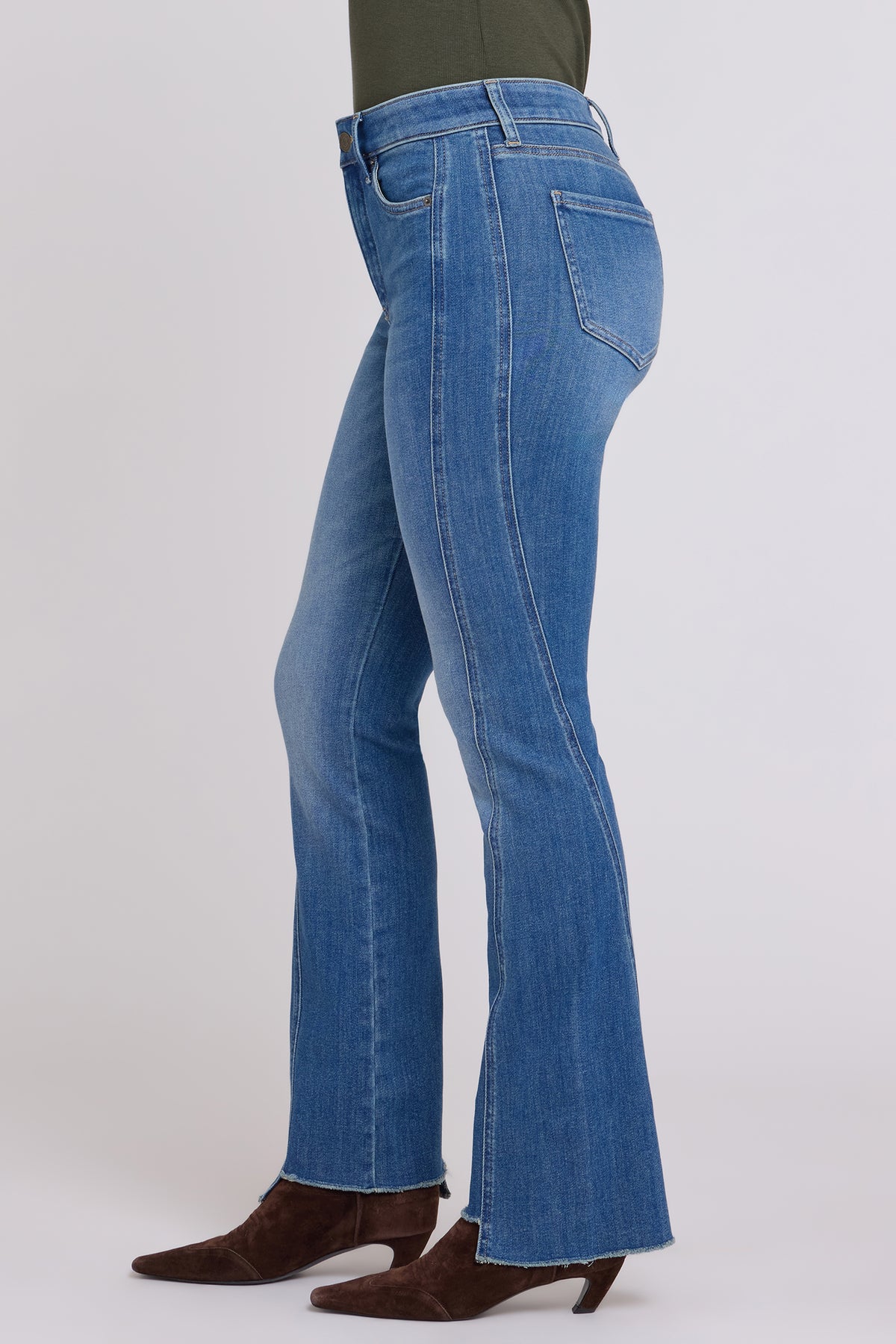 NYDJ Barbara Bootcut Jeans With High Rise, Raw Step Hems And 31" Inseam - Agave
