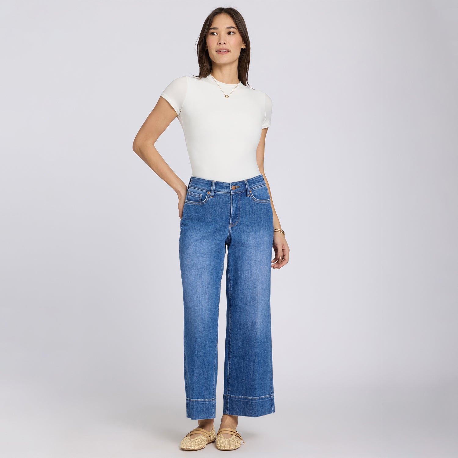 Teresa Wide Leg Ankle Jeans With 3