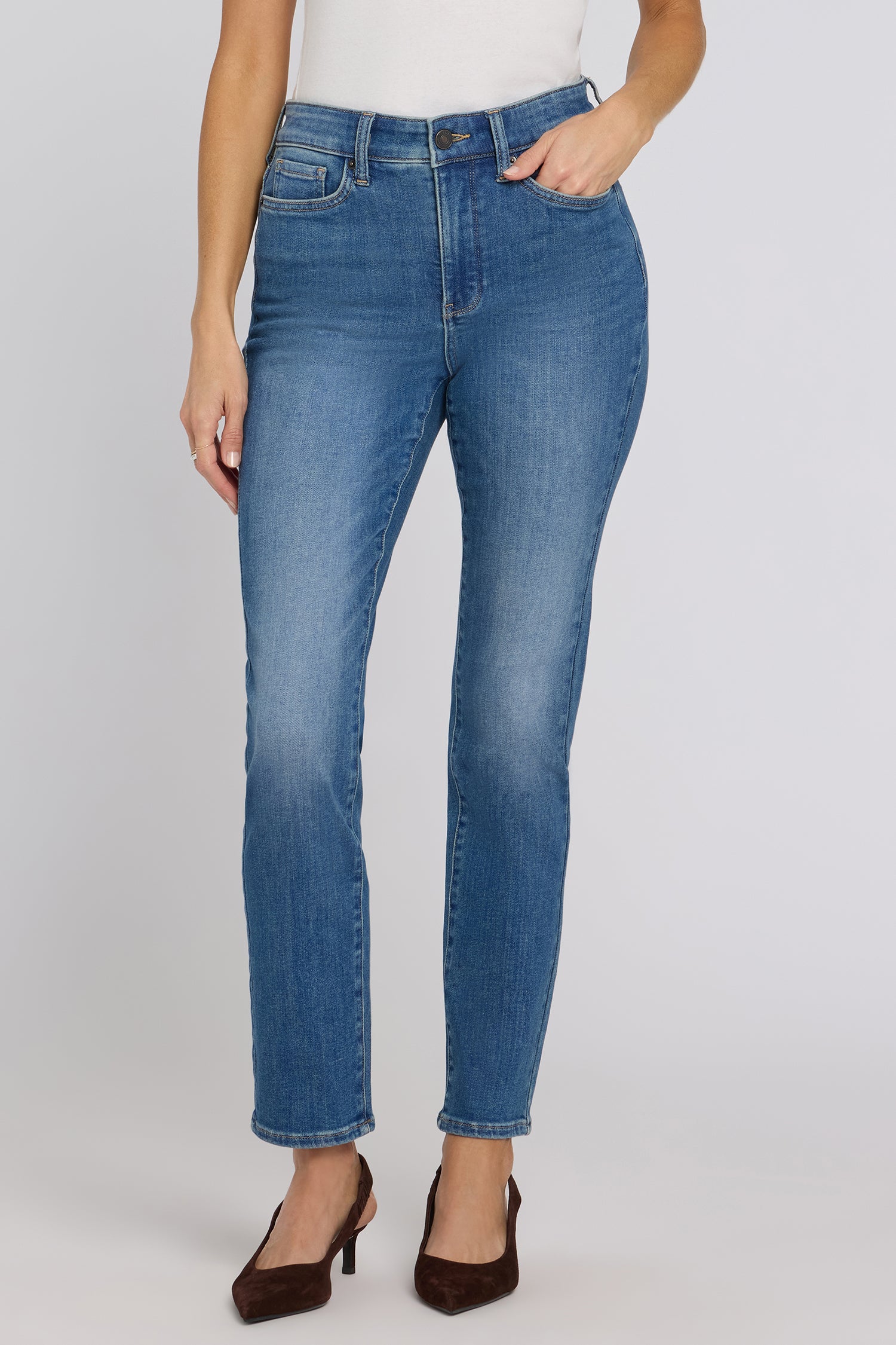 NYDJ Sheri Slim Straight Jeans With High Rise - Agave