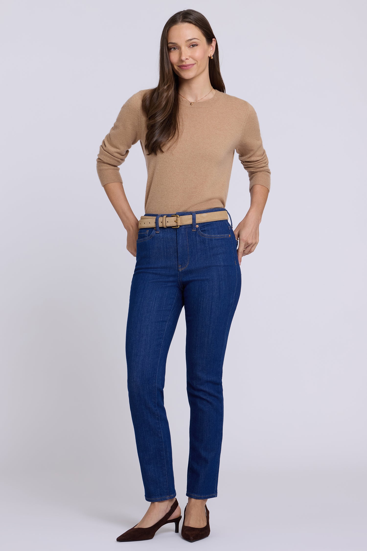 NYDJ Sheri Slim Straight Jeans With High Rise - Blue Rinse