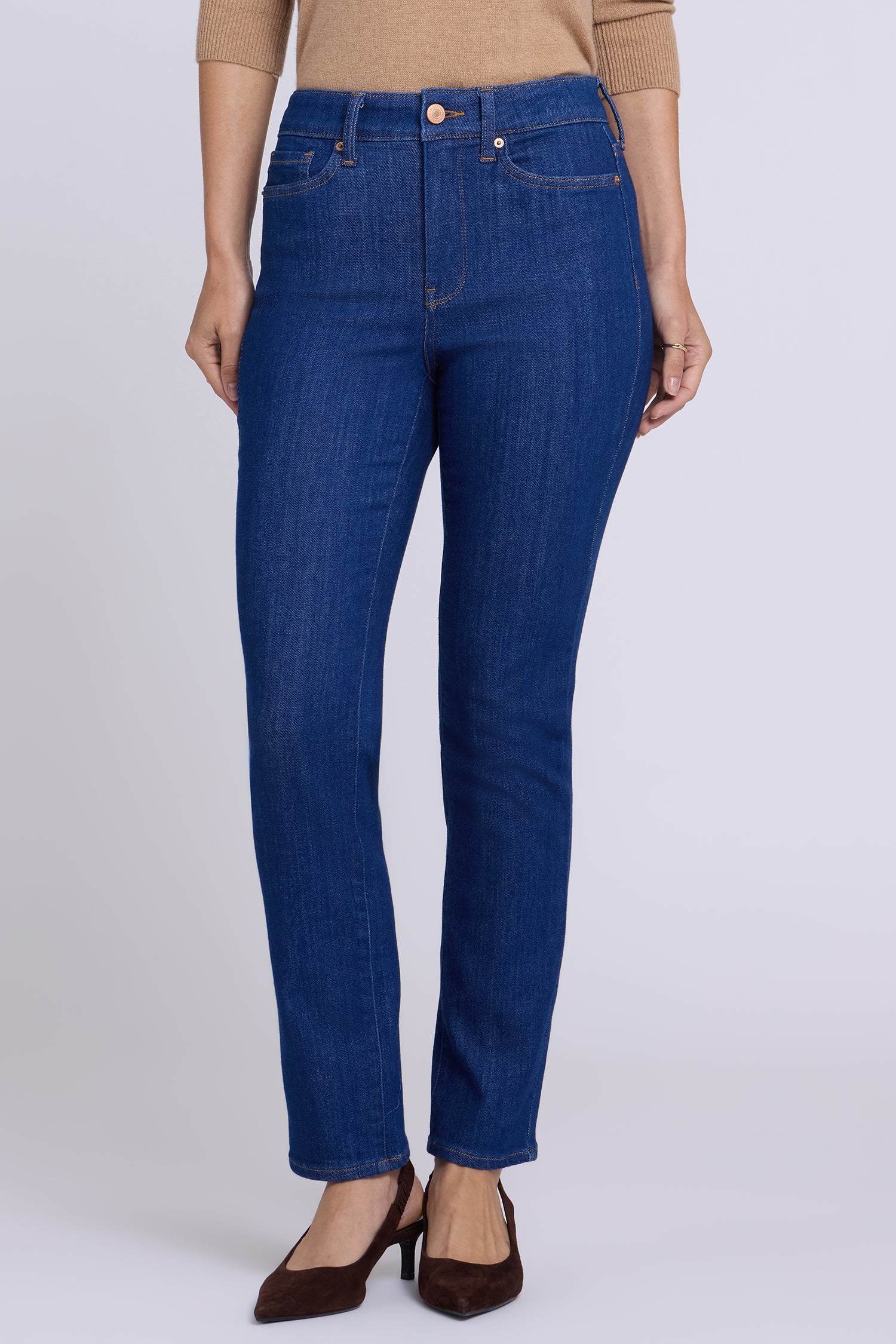 NYDJ Sheri Slim Straight Jeans With High Rise - Blue Rinse