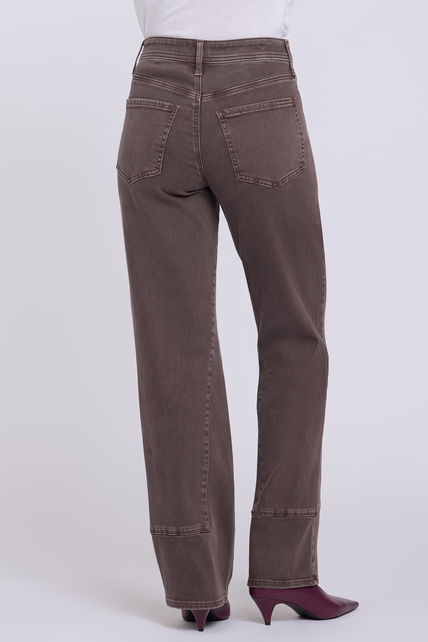 NYDJ Brooke Loose Straight Jeans With Paneled Seam Detail - Retro Espresso