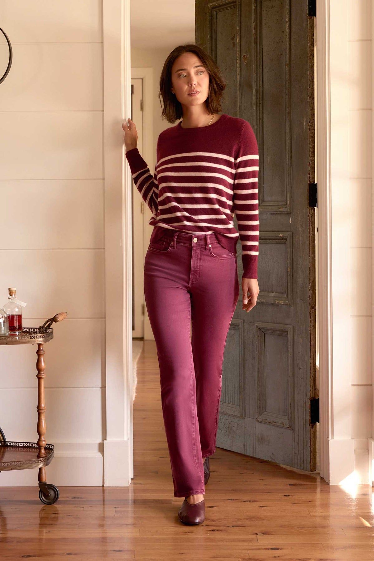 NYDJ Marilyn Straight Jeans With High Rise And 31" Inseam - Retro True Burgundy