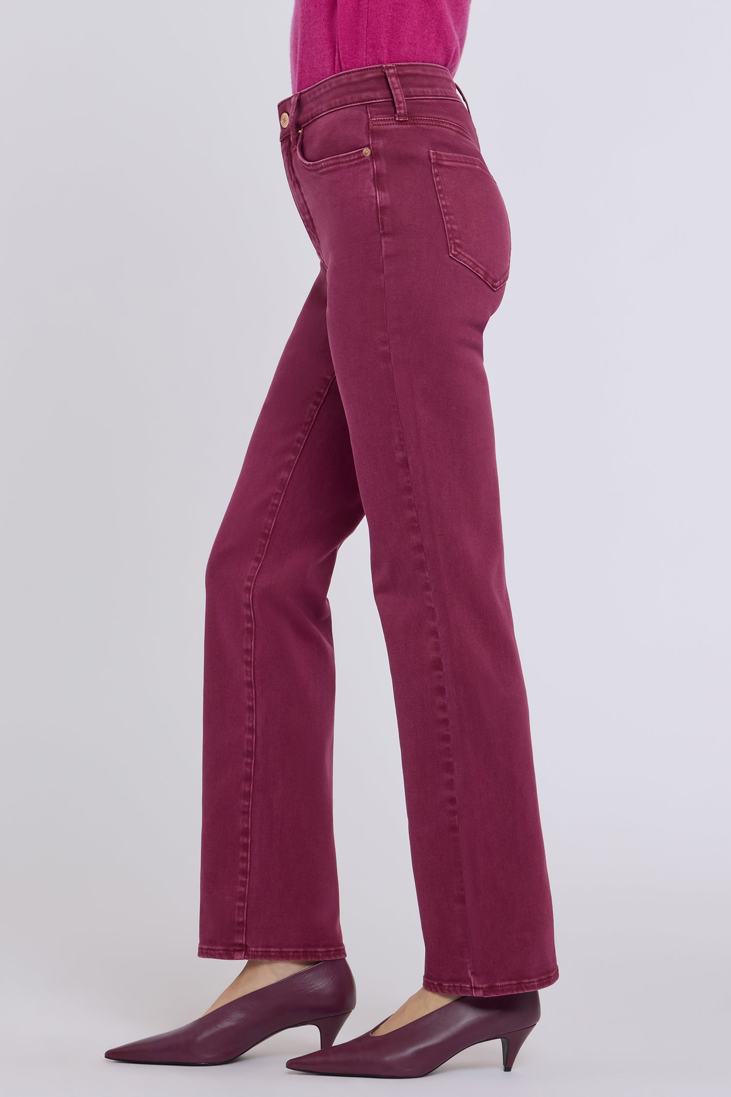 NYDJ Marilyn Straight Jeans With High Rise And 31" Inseam - Retro True Burgundy