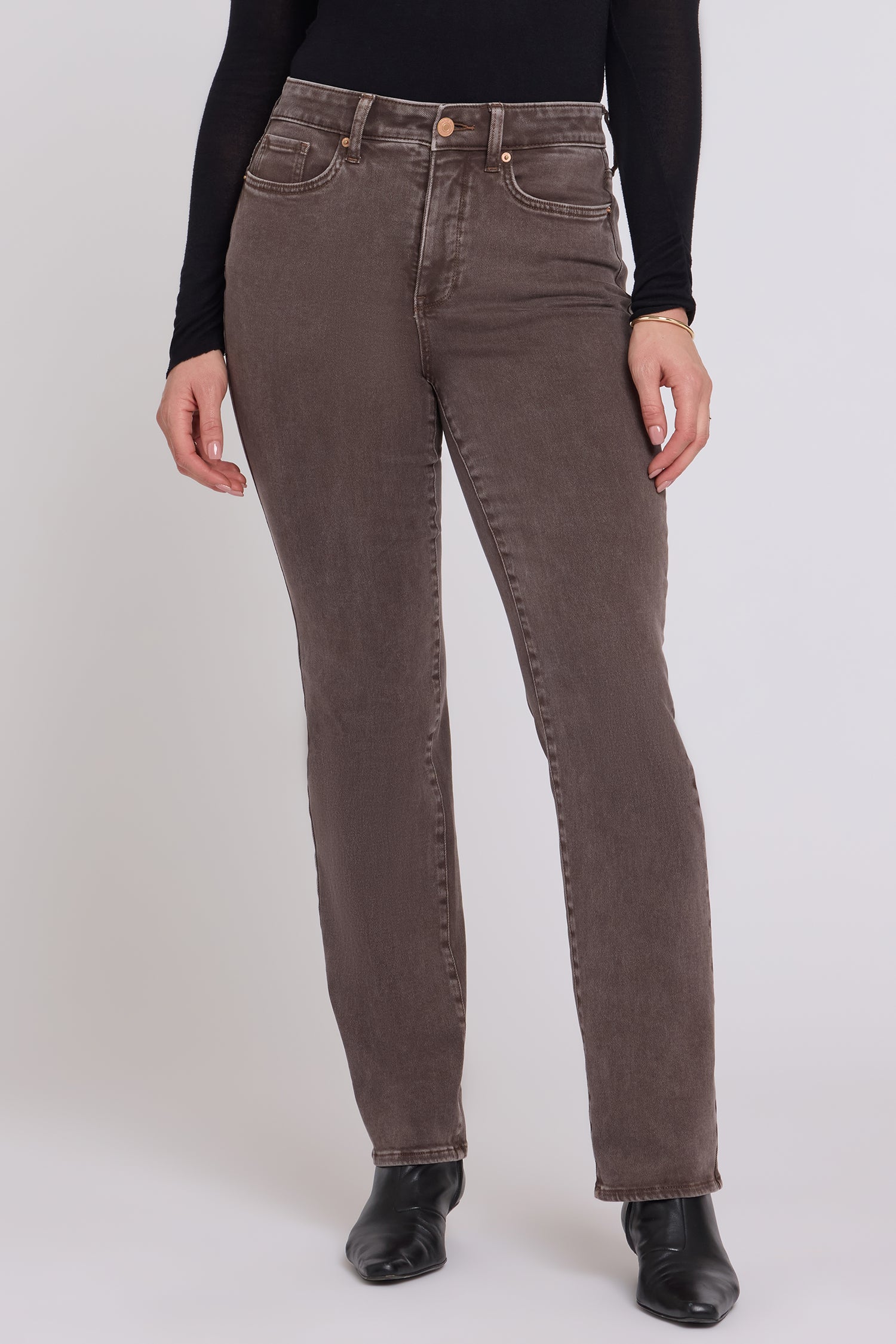 NYDJ Marilyn Straight Jeans With High Rise And 31" Inseam - Retro Espresso