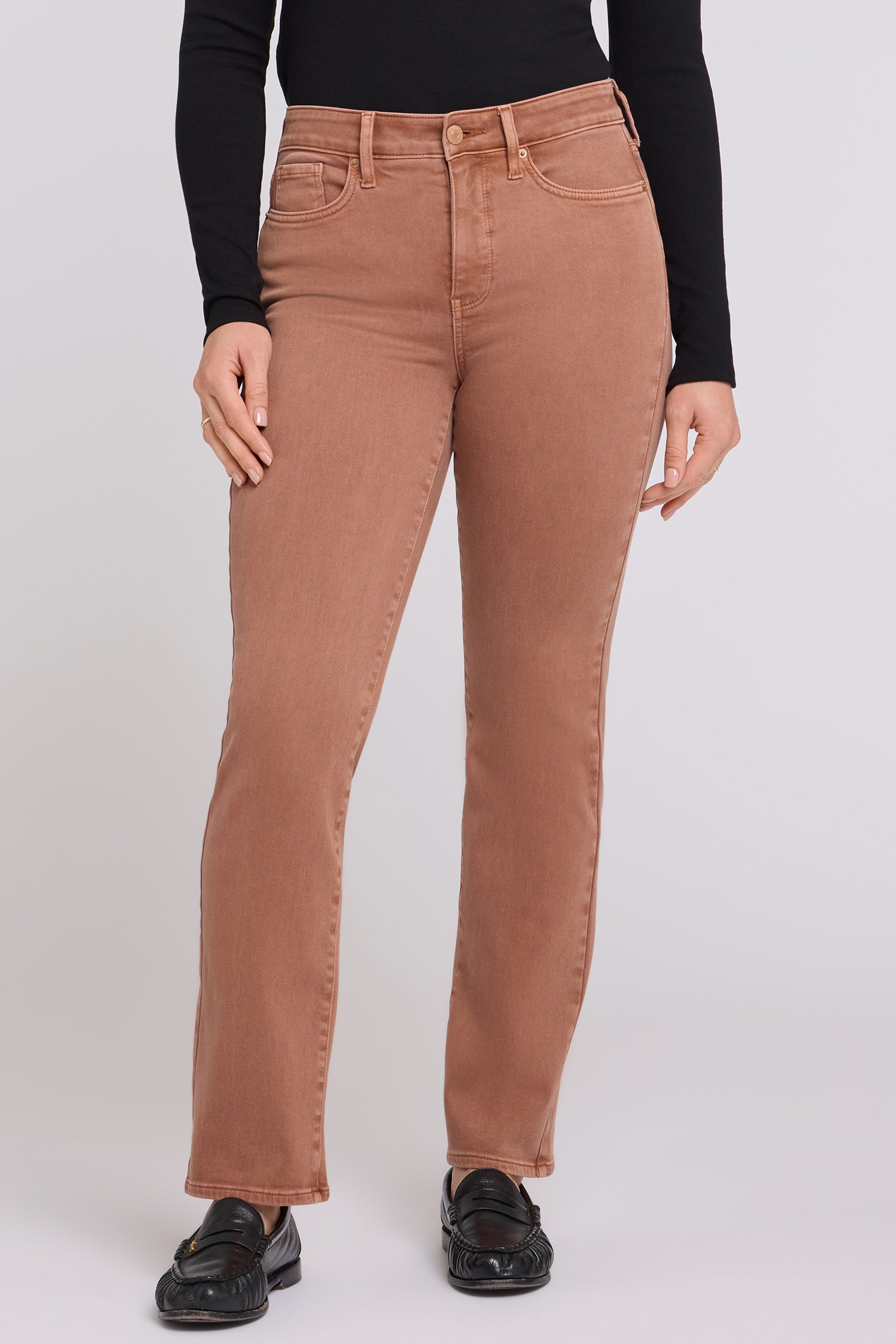 NYDJ Marilyn Straight Jeans With High Rise And 31" Inseam - Retro Mocha Bisque