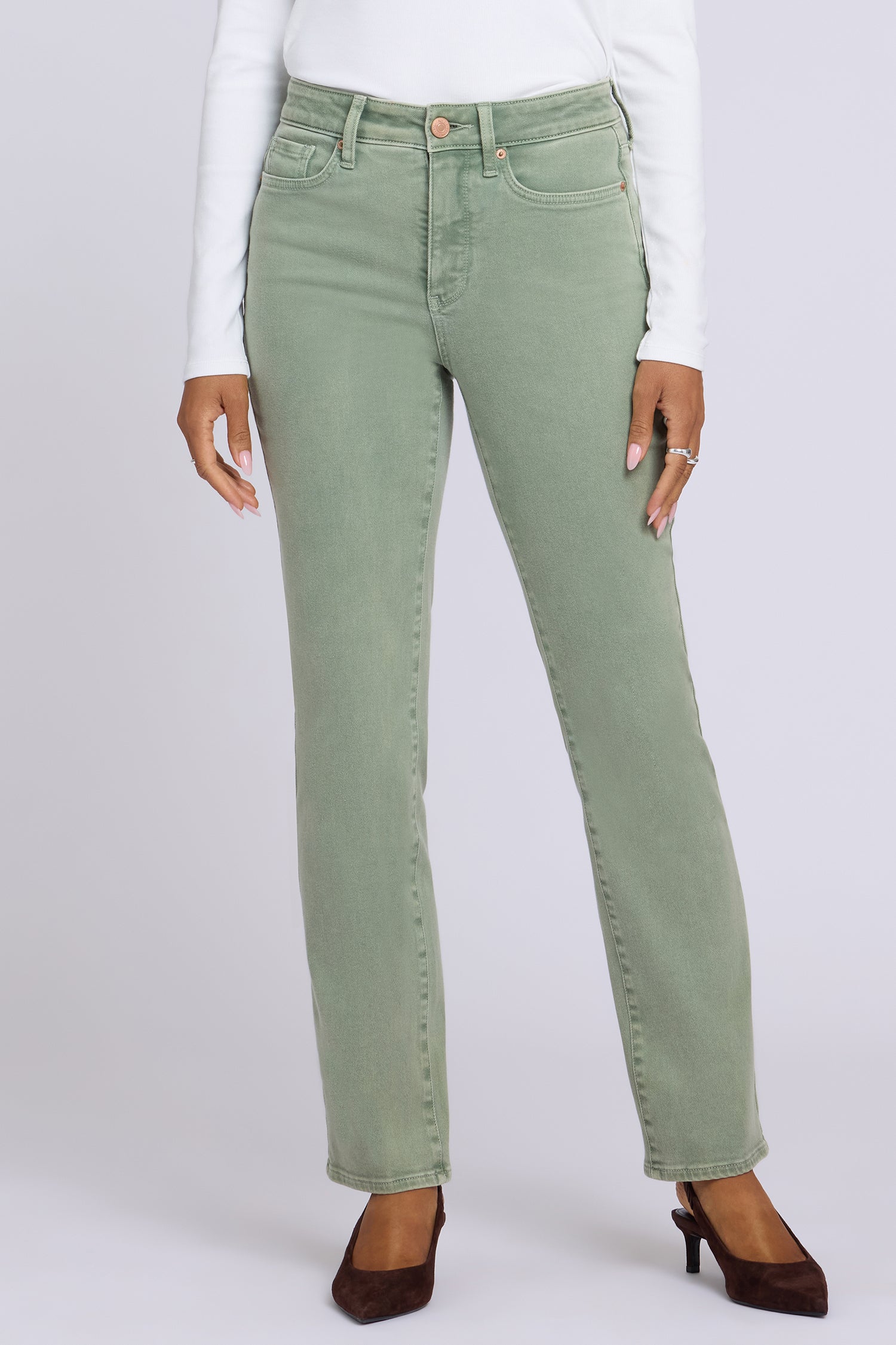 NYDJ Marilyn Straight Jeans With High Rise And 31" Inseam - Retro Artichoke