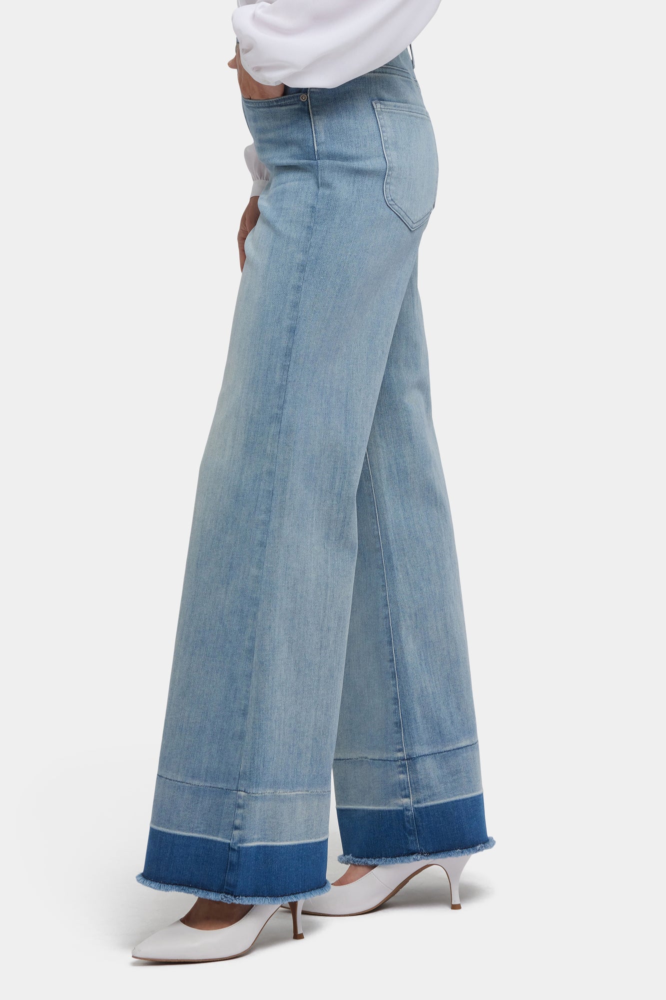 NYDJ Mia Palazzo Jeans With High Rise And Shadow Hems - Light Paradise