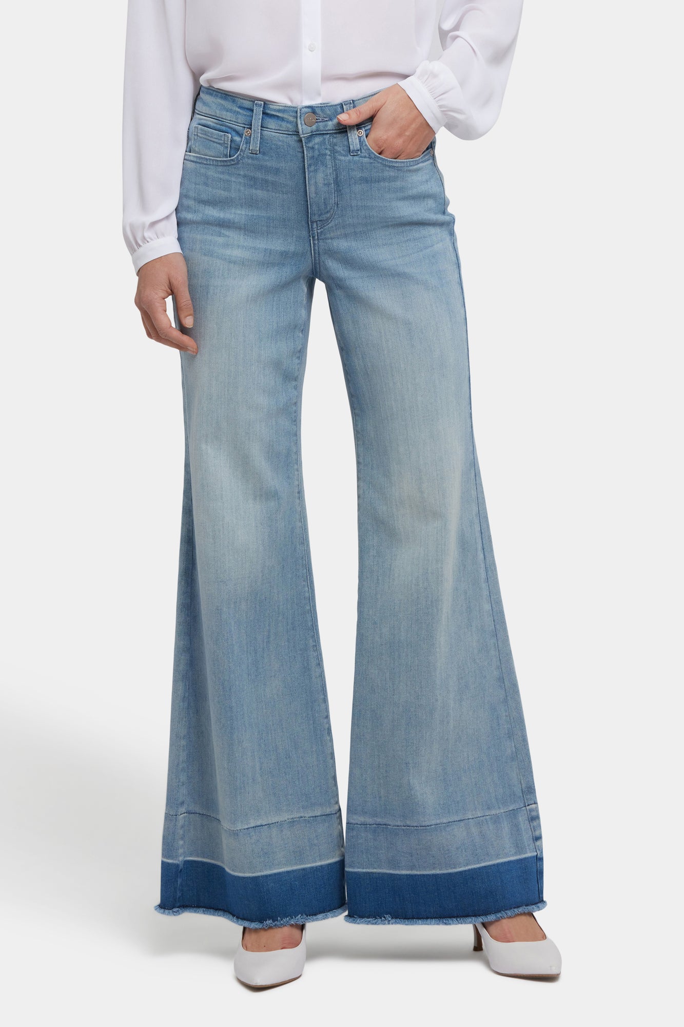 NYDJ Mia Palazzo Jeans With High Rise And Shadow Hems - Light Paradise