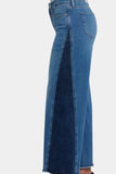 NYDJ Teresa Wide Leg Jeans With Contrast Side Panels, Frayed Hems And 29" Inseam - Avenue Blue
