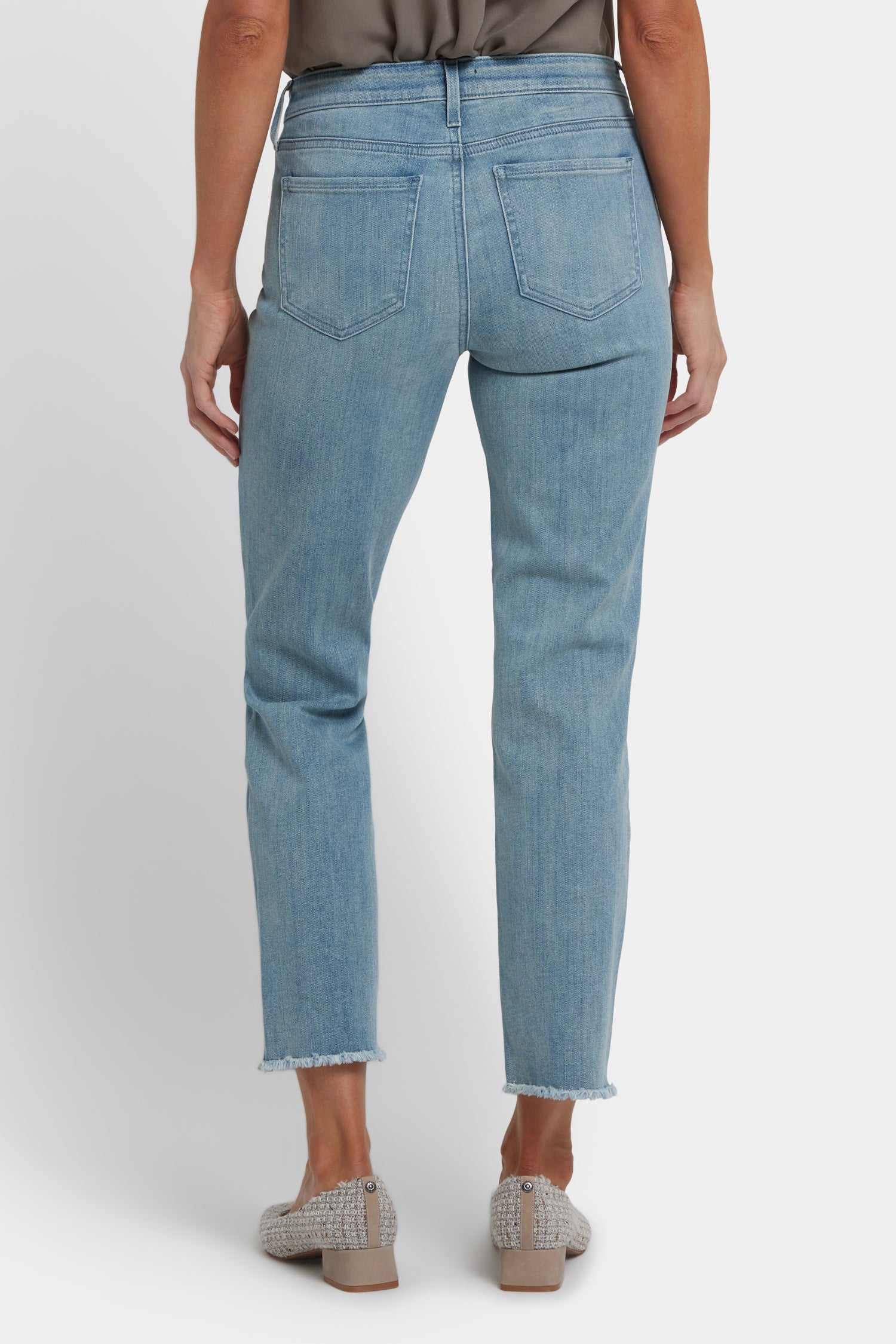 NYDJ Sheri Slim Ankle Jeans With Frayed Hems - Light Paradise