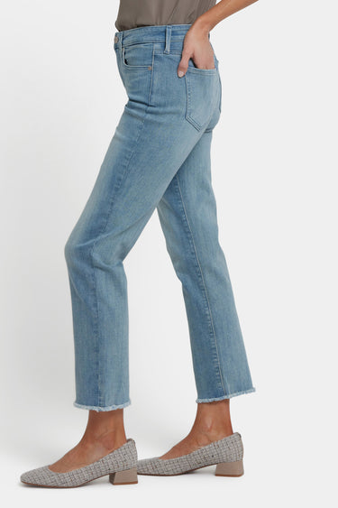 NYDJ Sheri Slim Ankle Jeans With Frayed Hems - Light Paradise