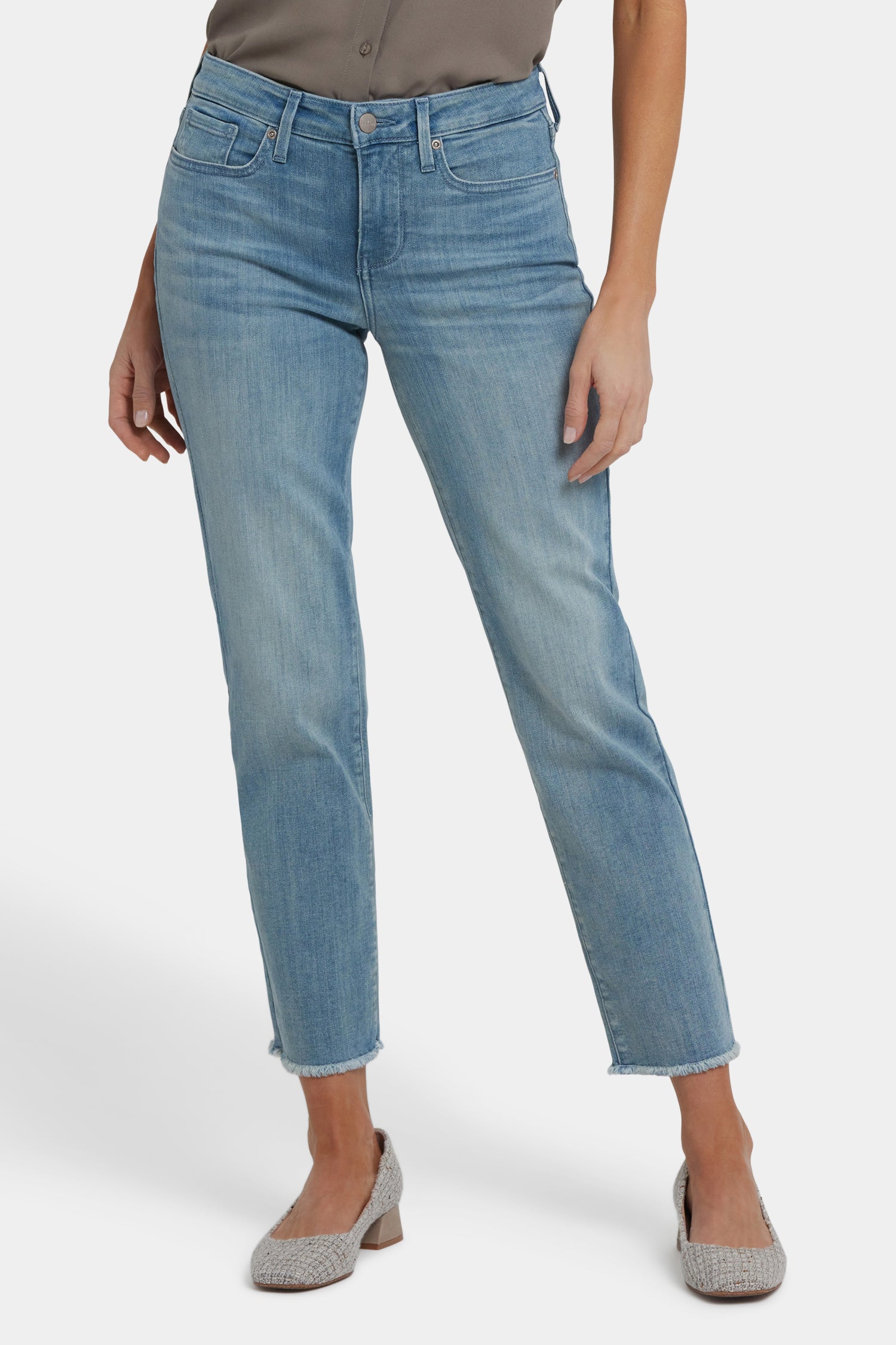 NYDJ Sheri Slim Ankle Jeans With Frayed Hems - Light Paradise