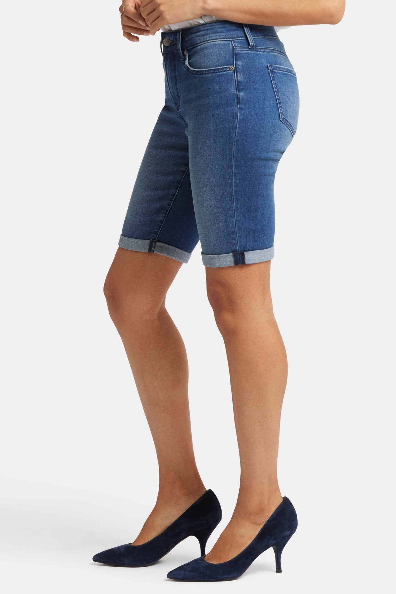 NYDJ Briella 11 Inch Denim Shorts With Roll Cuffs - Cascade Wave