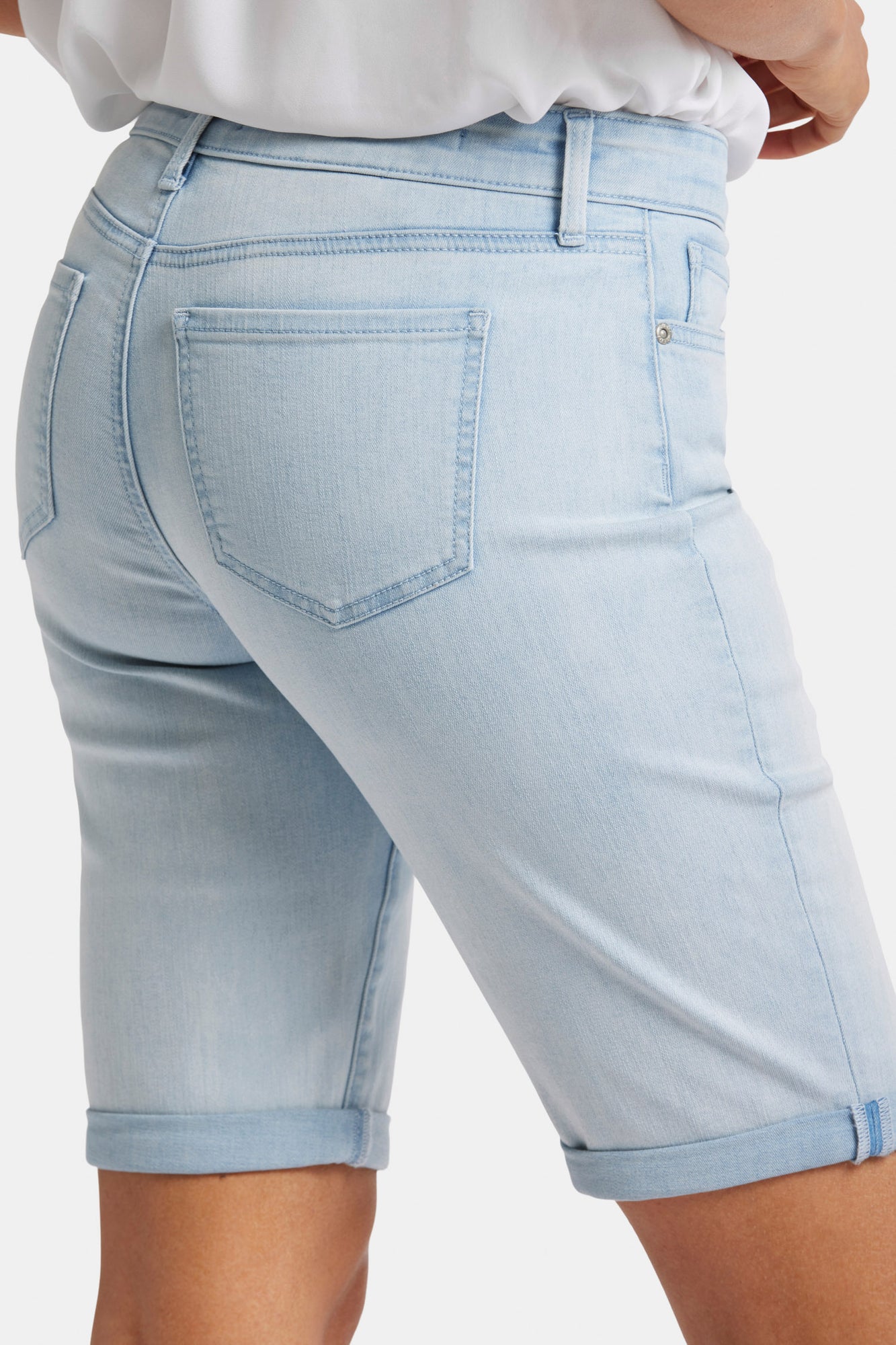 NYDJ Briella 11 Inch Denim Shorts With Roll Cuffs - Icy Lagoon