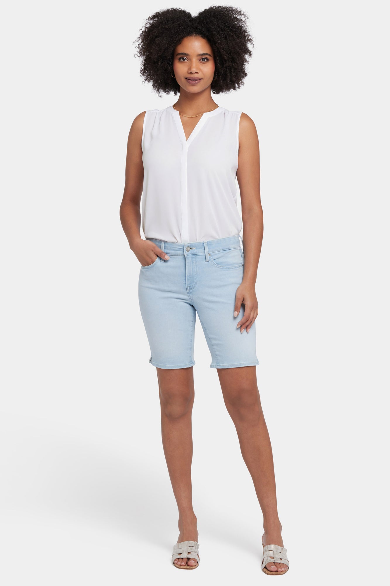 NYDJ Ella Denim Shorts With Side Slits - Clear Waters