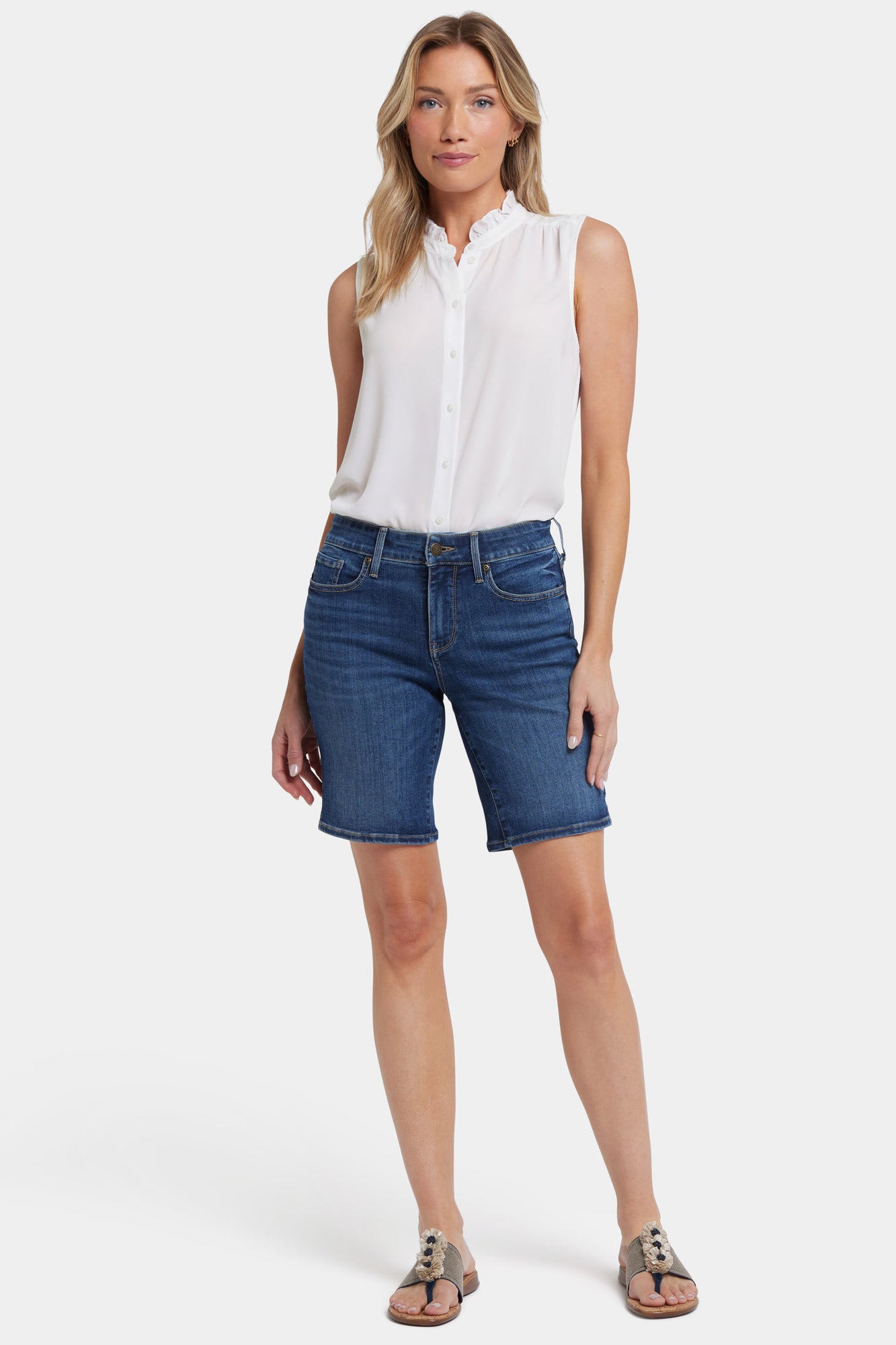 NYDJ Ella Denim Shorts With Side Slits - Rio Rapids