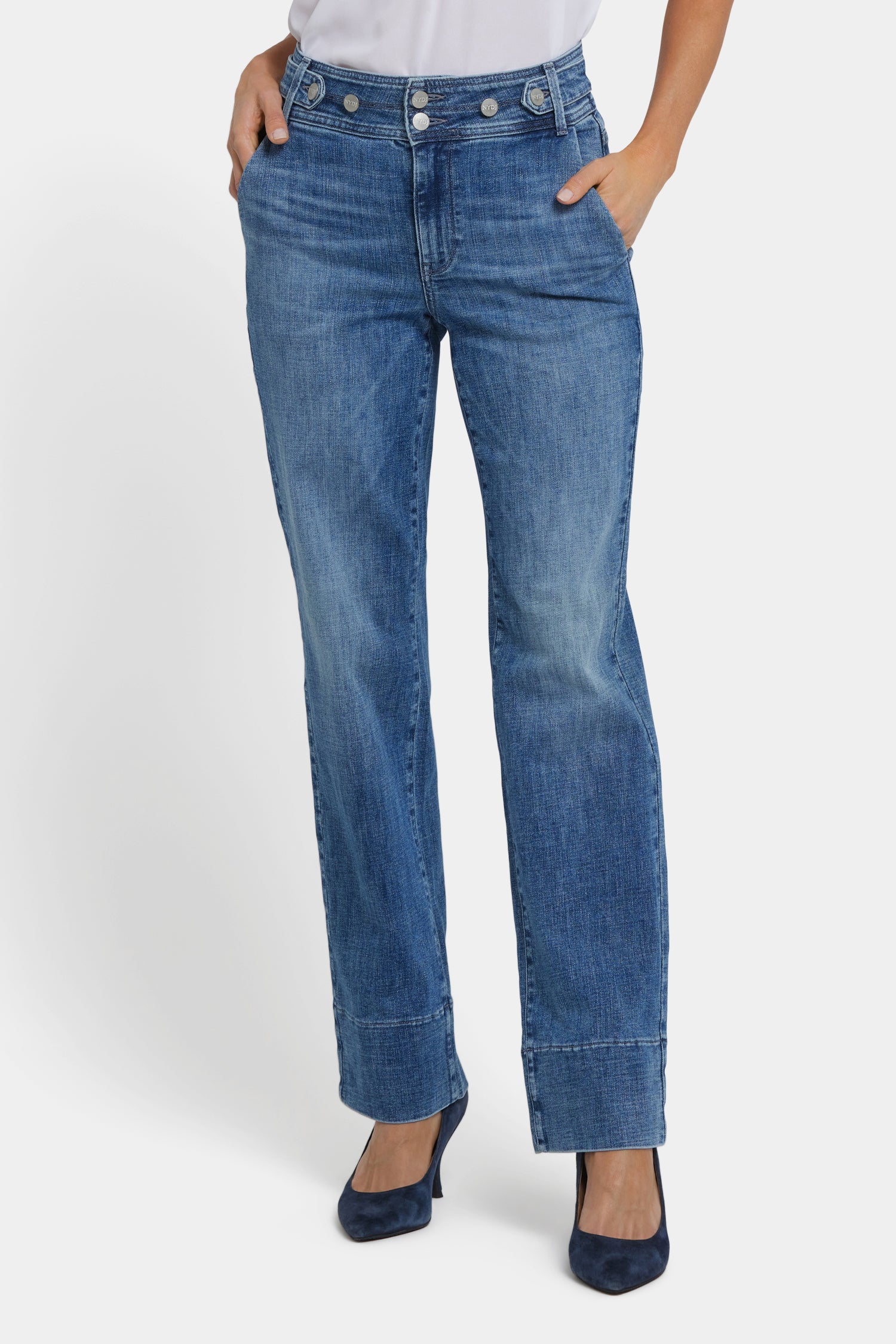 NYDJ Bailey Relaxed Straight Jeans With High Rise, Waistband Tabs And 4