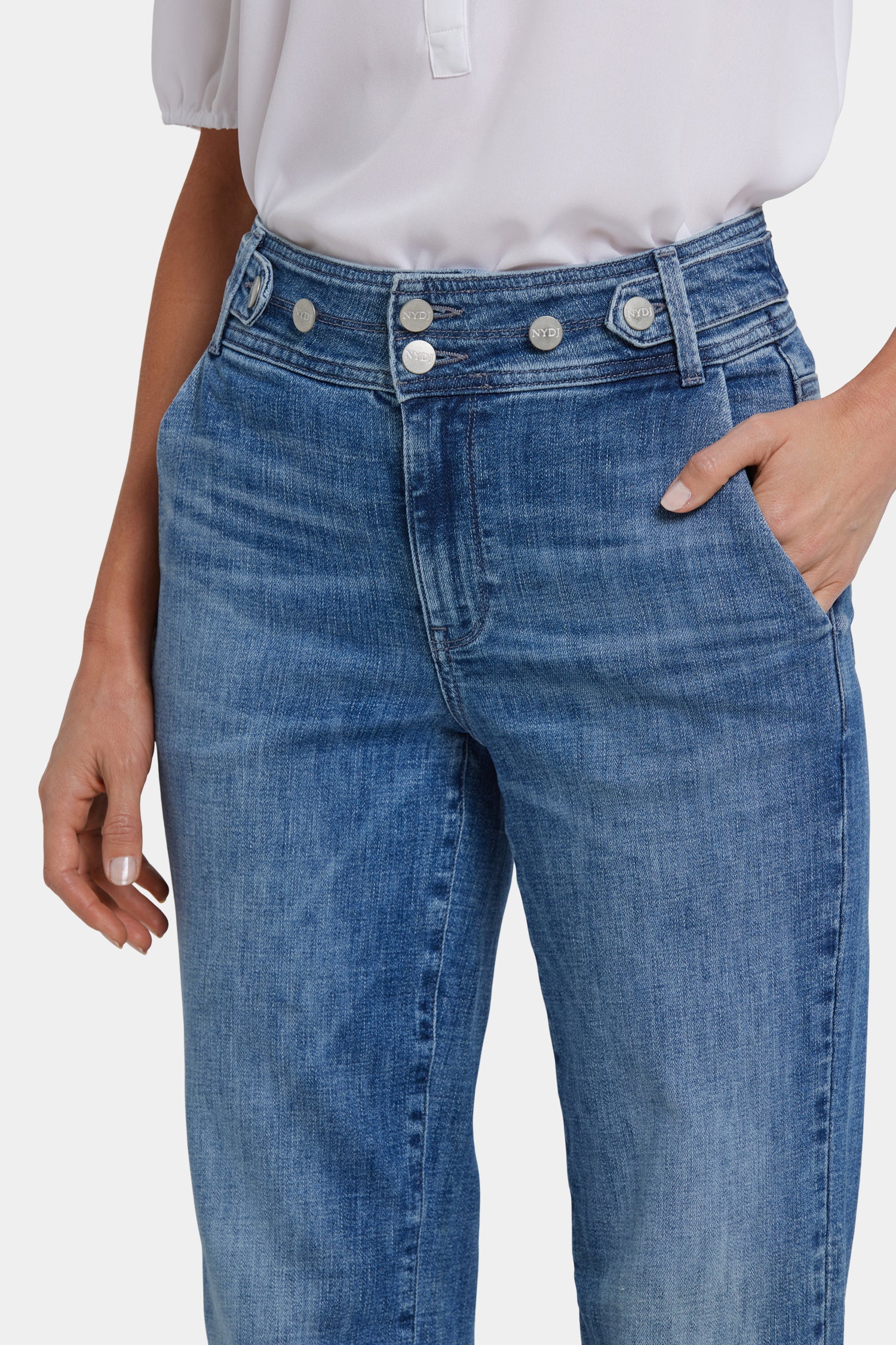 NYDJ Bailey Relaxed Straight Jeans With High Rise, Waistband Tabs And 4
