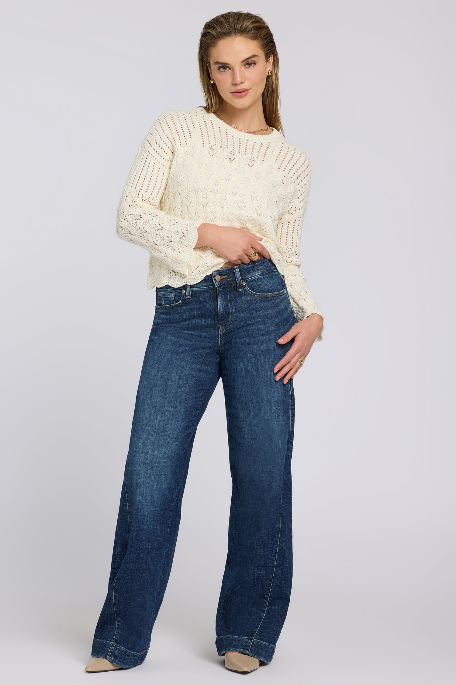 Teresa Wide Leg Jeans With Side Godets - Sunset Villa Blue | NYDJ