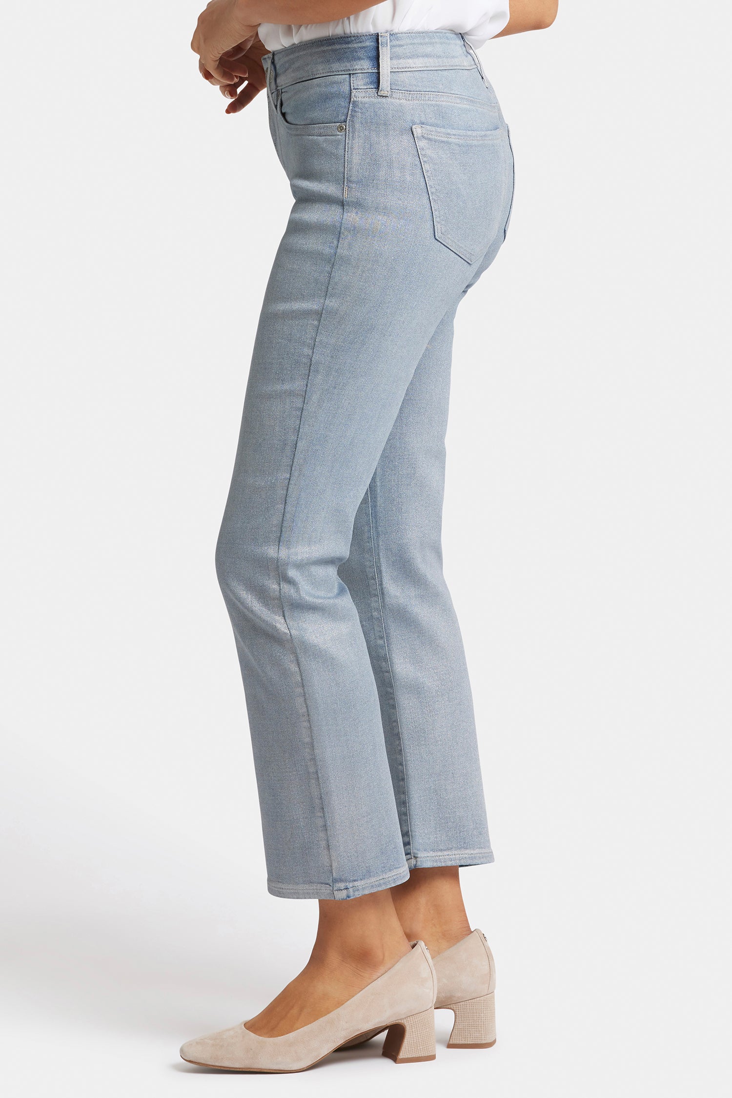 Marilyn Straight Ankle Jeans With Silver Foil Coating