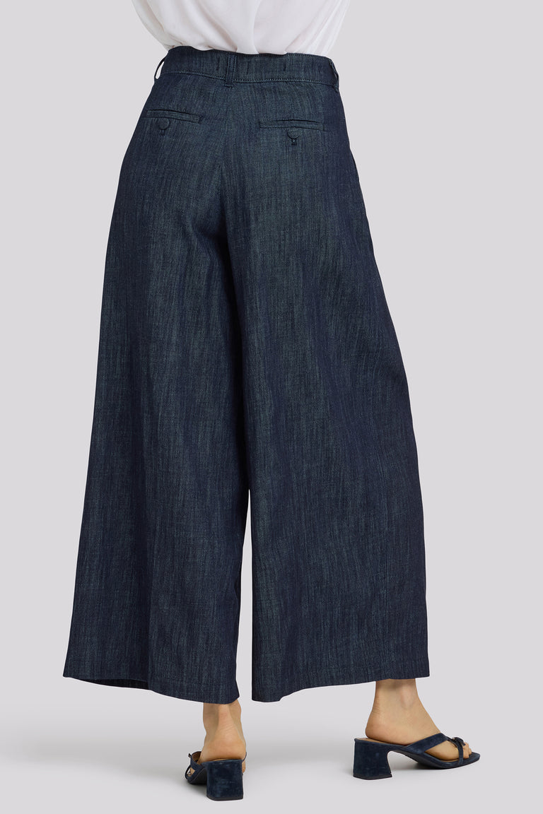 NYDJ Giselle Wide Leg Ankle Trouser Pants With Pleats - Dark Indigo