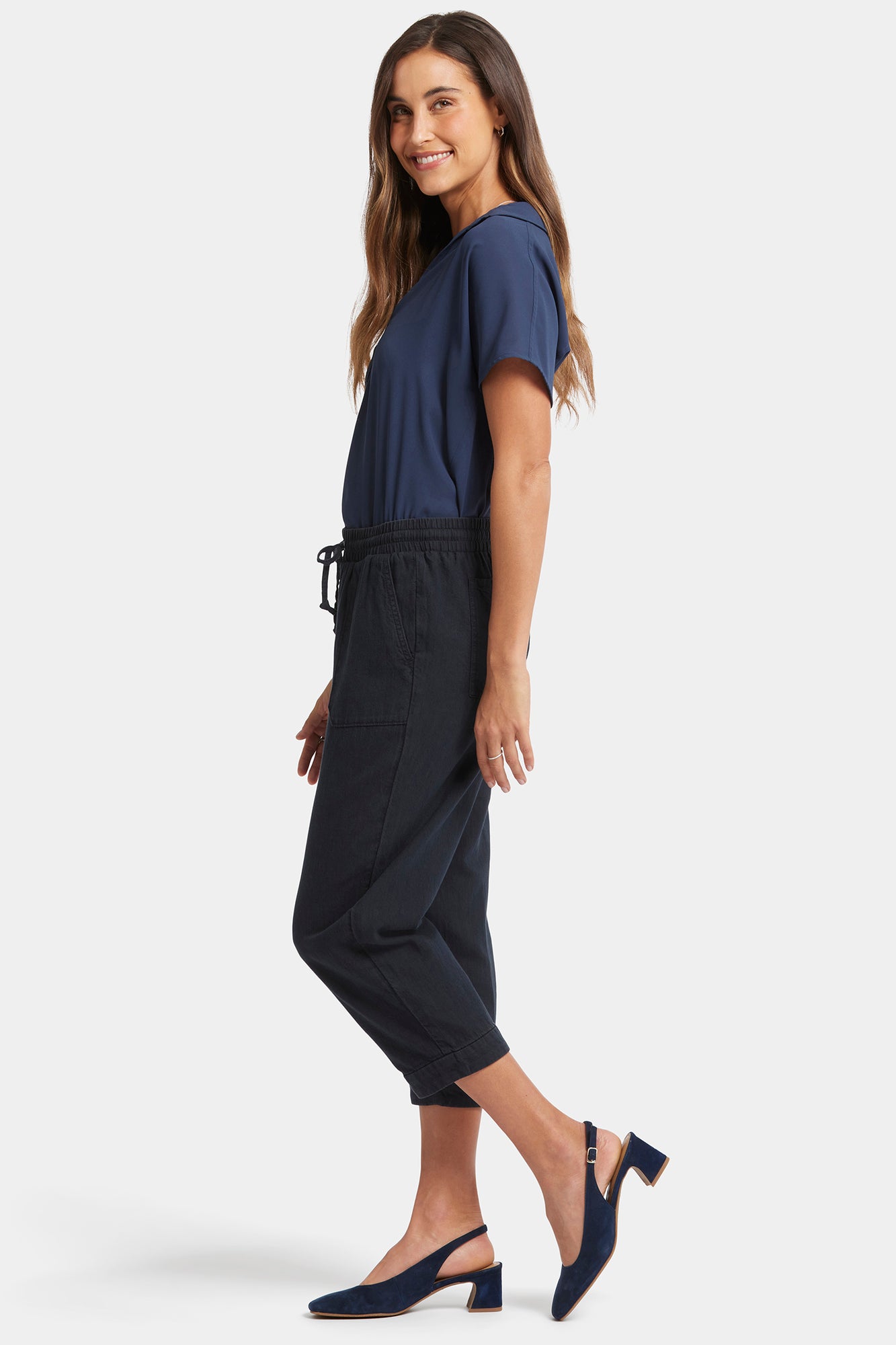 NYDJ Relaxed Drawstring Cargo Pull-On Pants  - Overdye Black