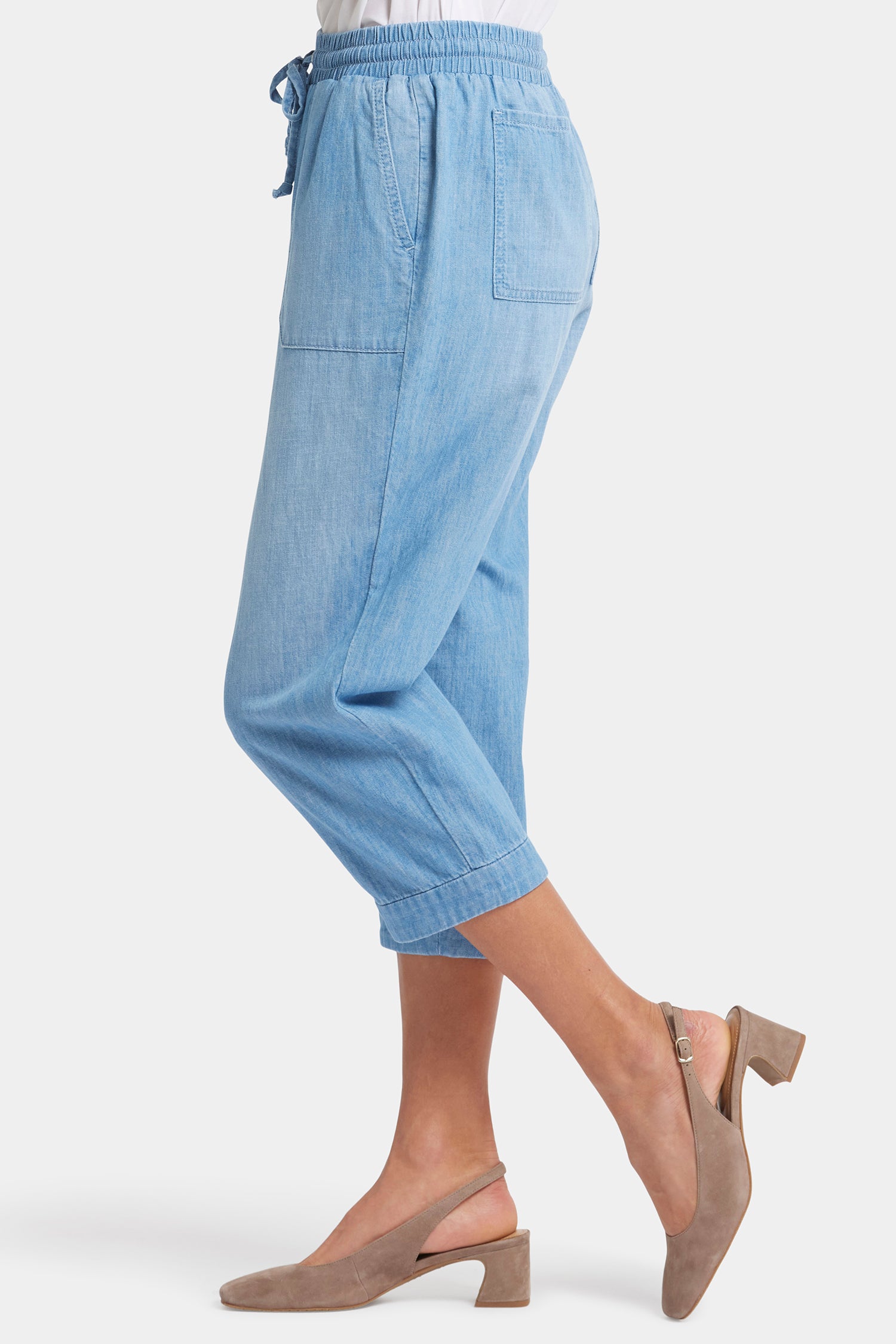 NYDJ Relaxed Drawstring Cargo Pull-On Pants  - Riviera Sky