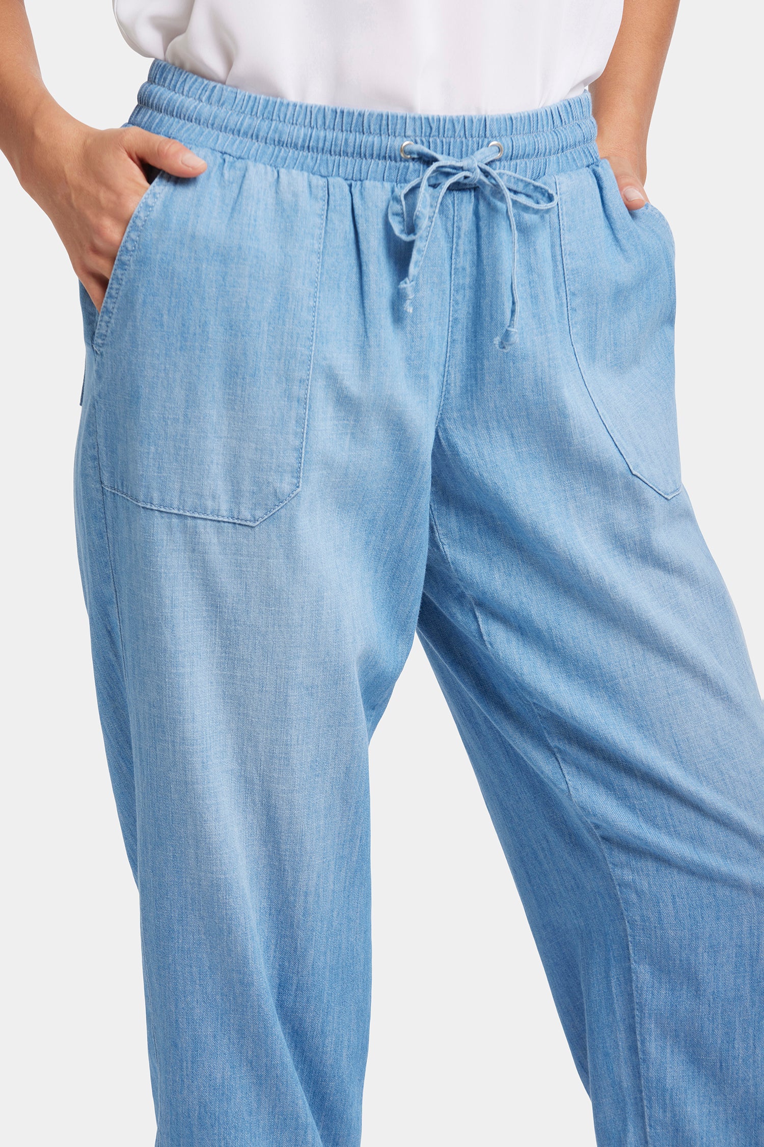 NYDJ Relaxed Drawstring Cargo Pull-On Pants  - Riviera Sky