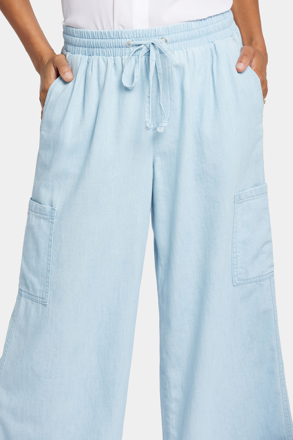 NYDJ Whitney Crop Pull-On Cargo Pants With Super High Rise - Oceanfront