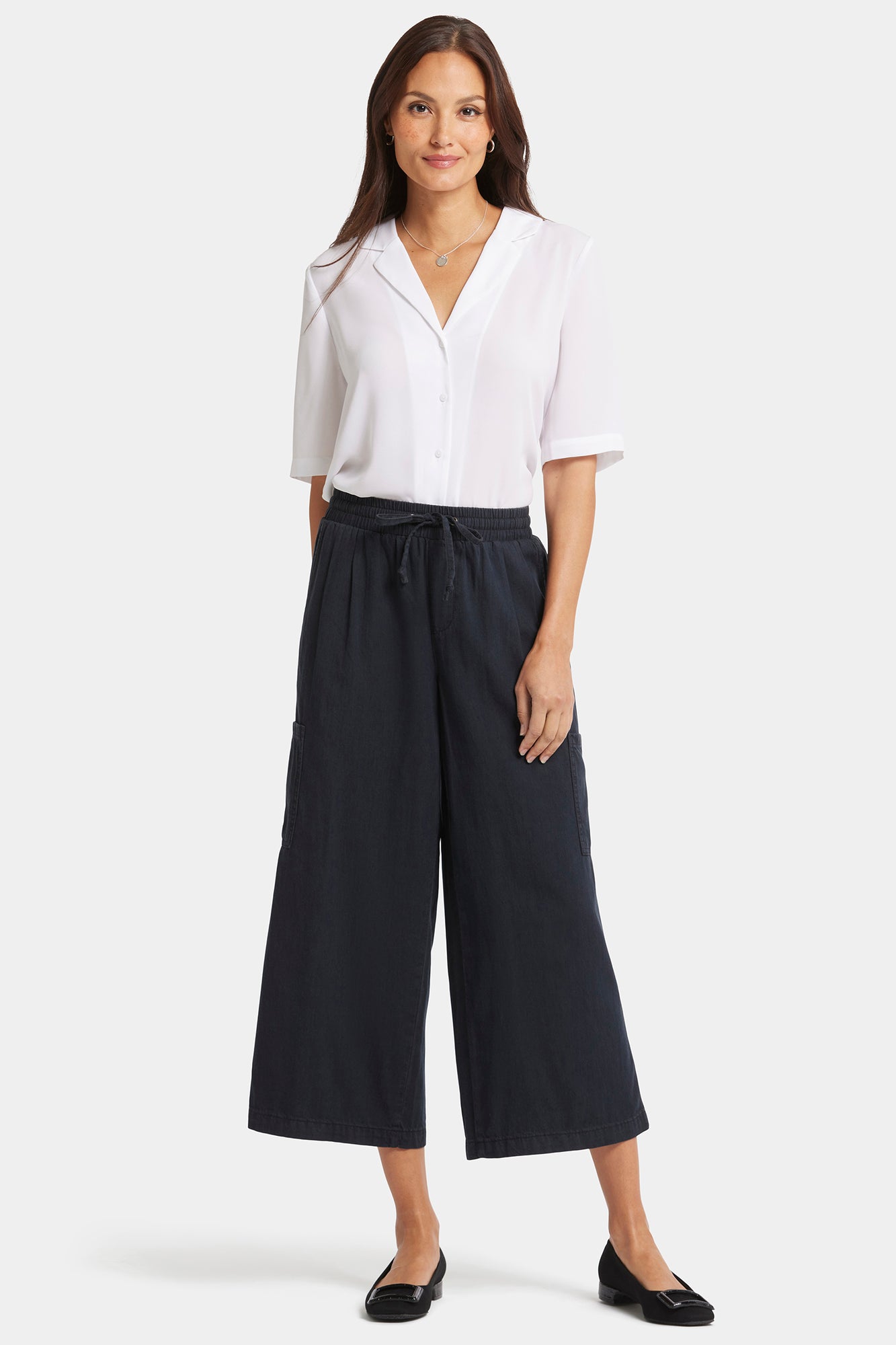 NYDJ Whitney Crop Pull-On Cargo Pants   - Overdye Black