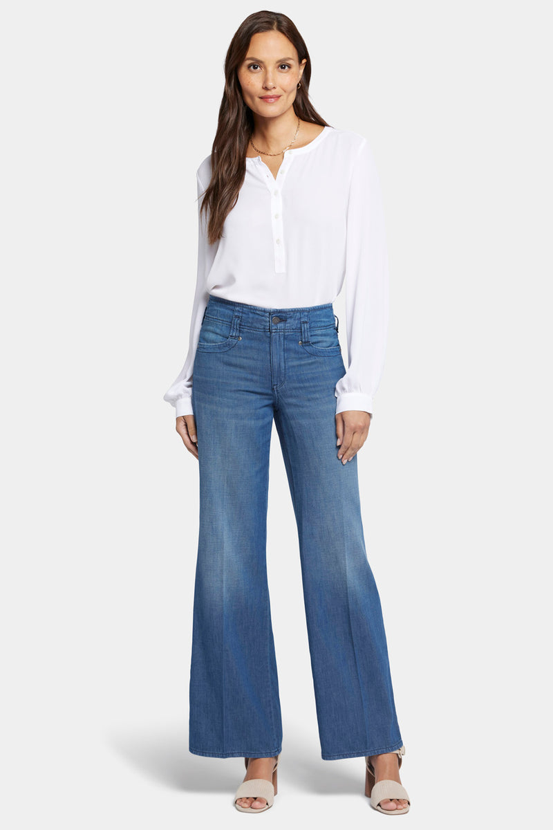 NYDJ Teresa Wide Leg Jeans With High Rise - Mission Blue