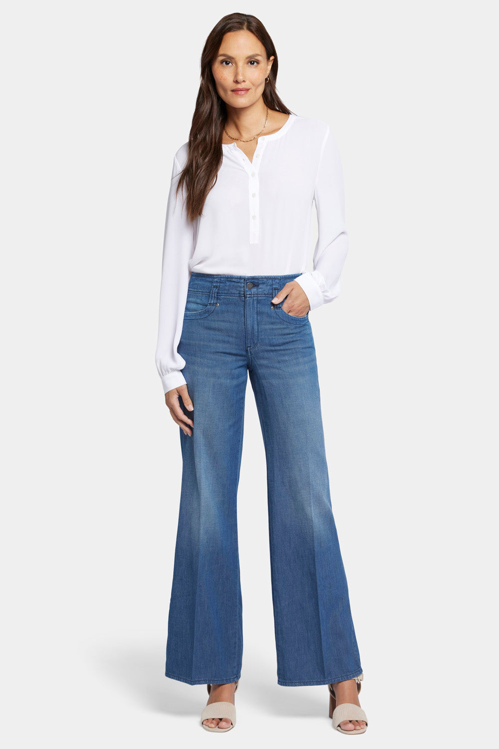 NYDJ Teresa Wide Leg Jeans With High Rise - Mission Blue
