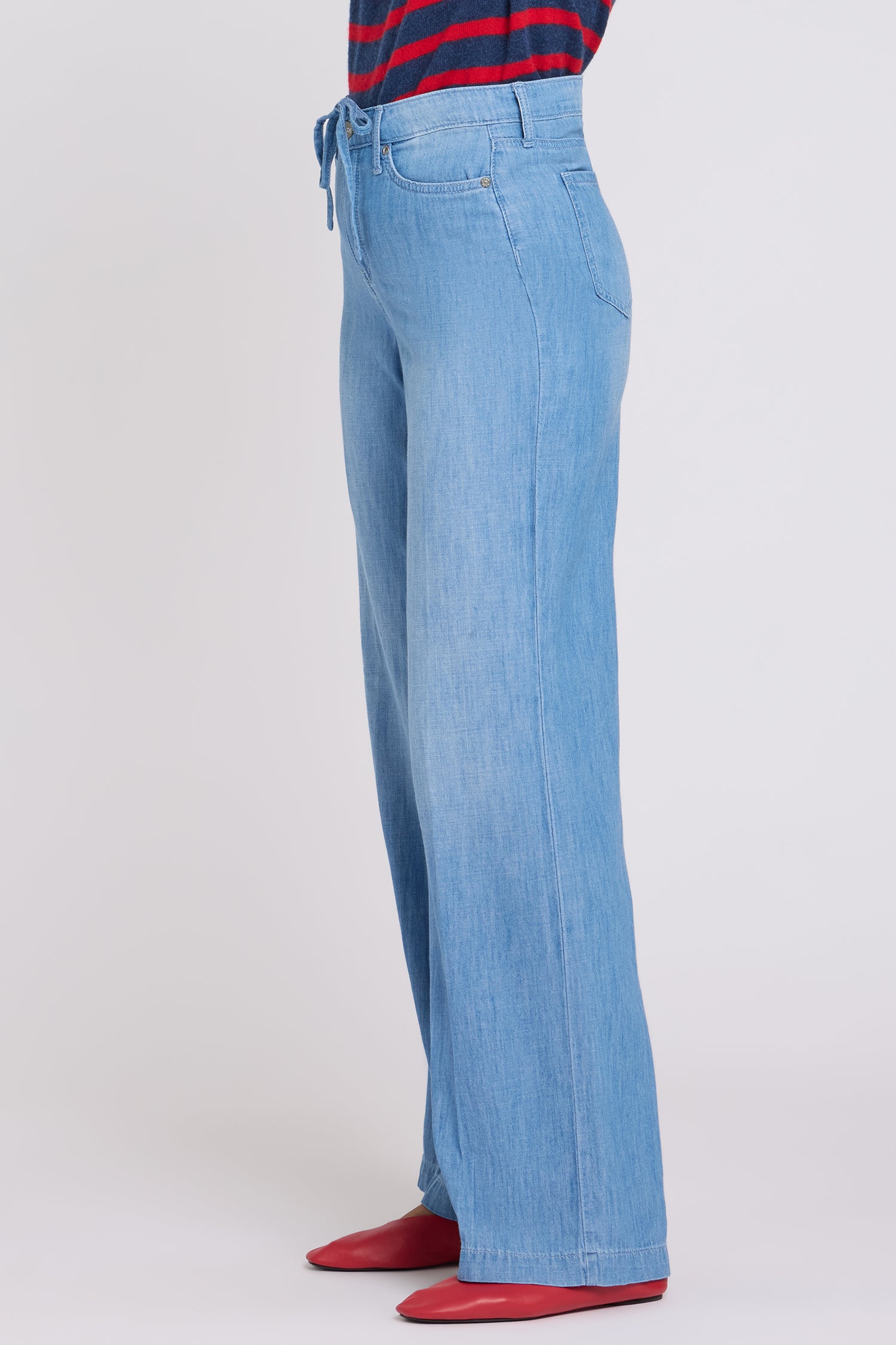 Teresa Wide Leg Jeans With Drawstring Waist - Riviera Sky Blue | NYDJ
