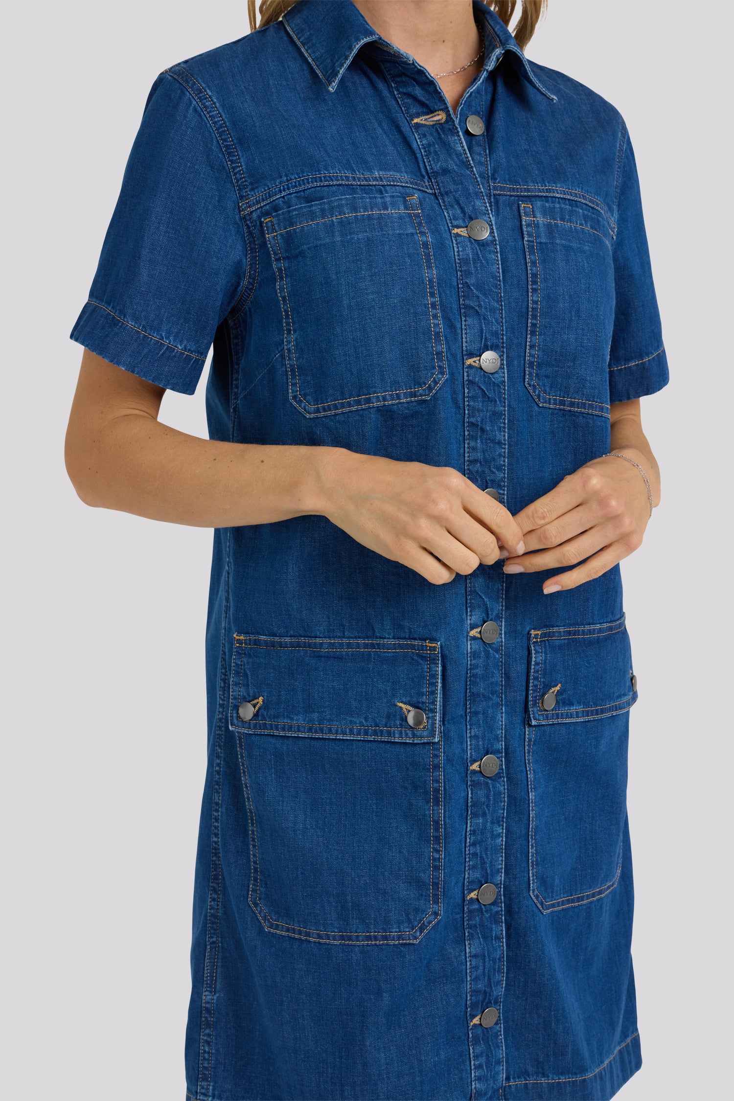 utility dress women NYDJ Women's Denim Utility Dress - Blue - Size M
