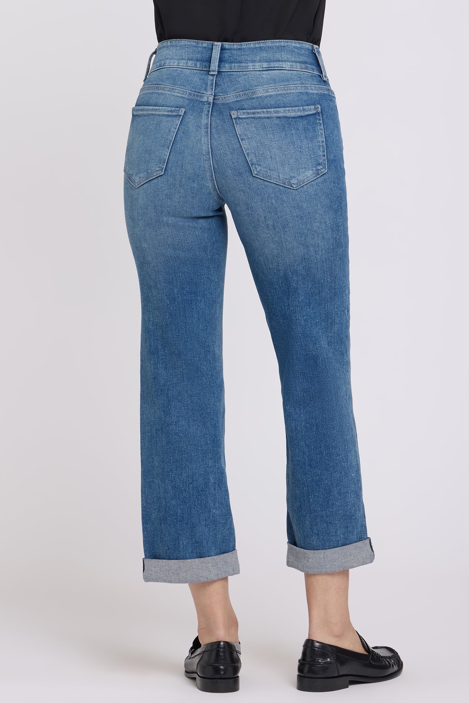 NYDJ Bailey Relaxed Straight Crop Jeans In Re-New™ Denim With High Rise And Roll Cuffs - Breezy Palms