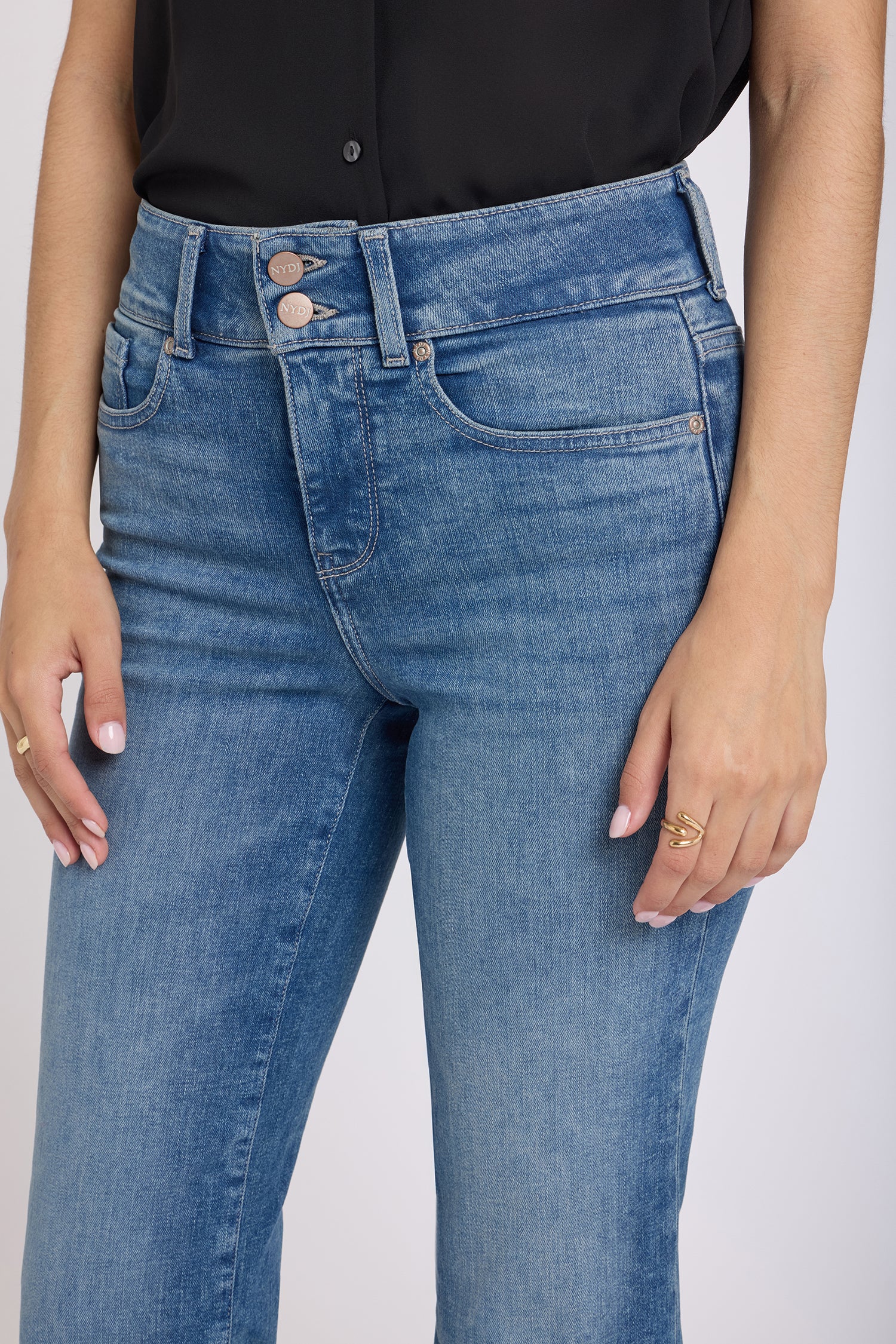 NYDJ Bailey Relaxed Straight Crop Jeans In Re-New™ Denim With High Rise And Roll Cuffs - Breezy Palms