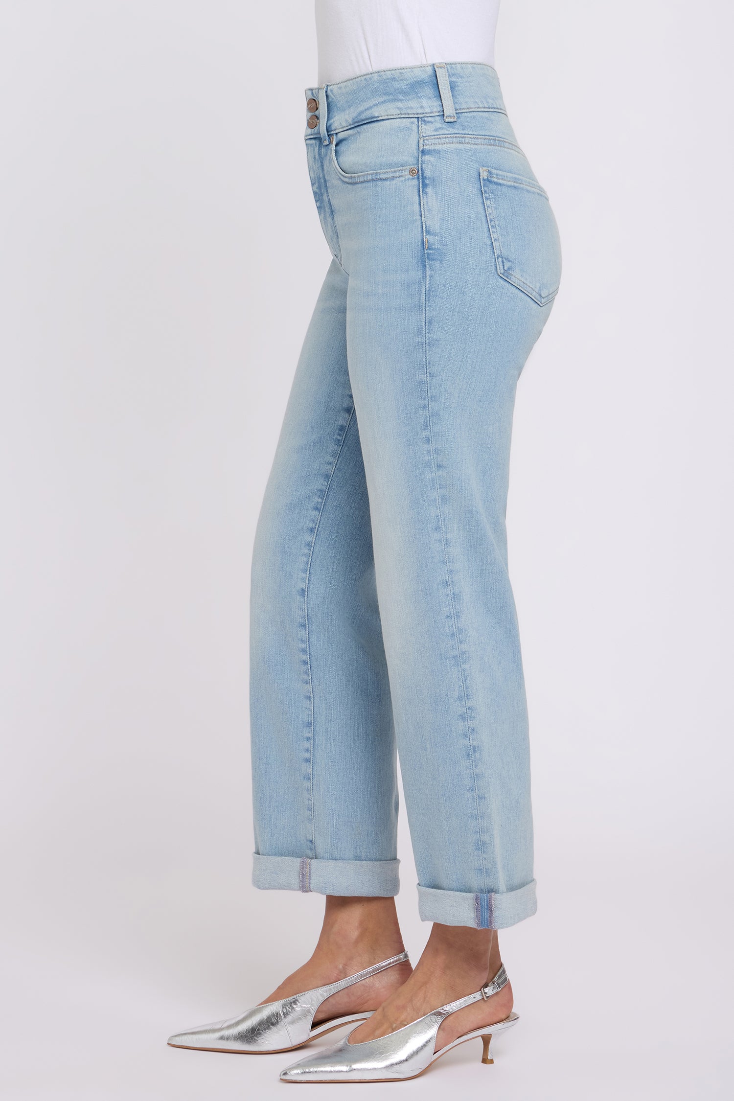 NYDJ Bailey Relaxed Straight Crop Jeans In Re-New™ Denim With High Rise And Roll Cuffs - Keys View