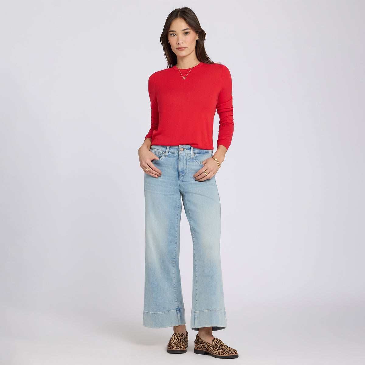 NYDJ Teresa Wide Leg Ankle Jeans In Re-New™ Denim With 3" Hems - Keys View