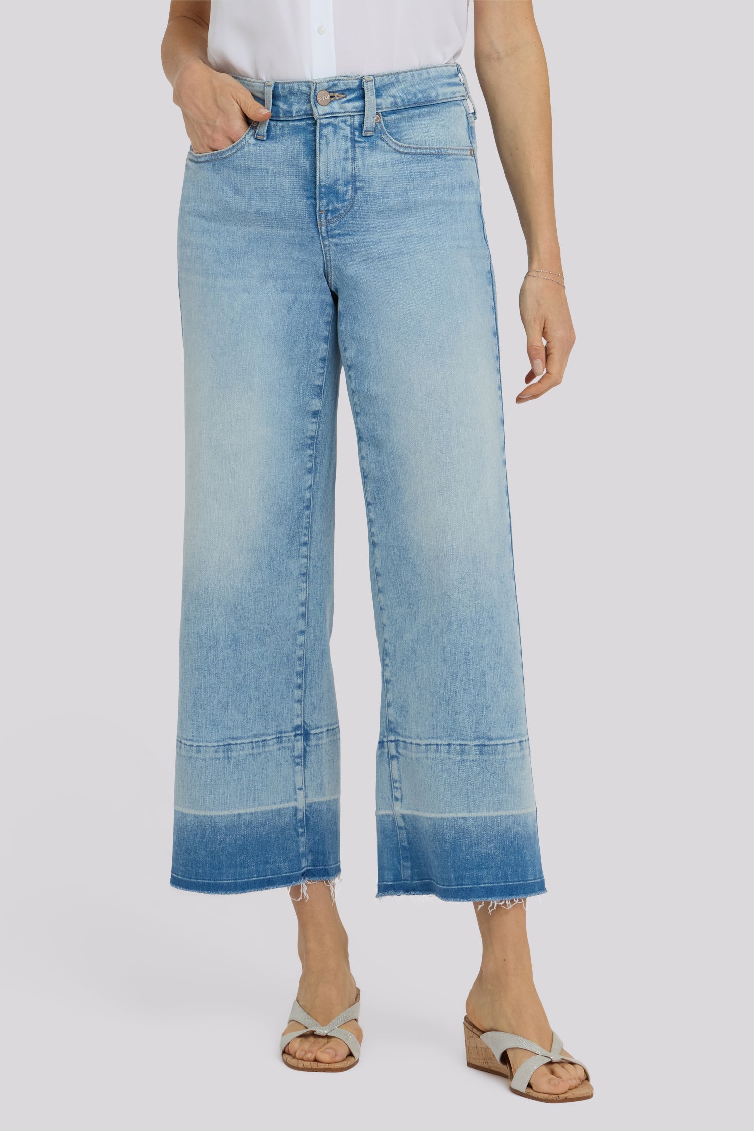 Teresa Wide Leg Ankle Jeans In Re-New™ Denim With Shadow Hems
