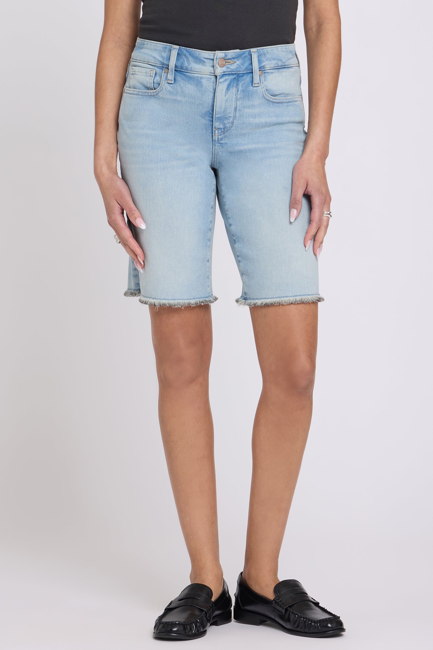 NYDJ Boyfriend Denim Shorts In Re-New™ Denim With Frayed Hems - Keys View