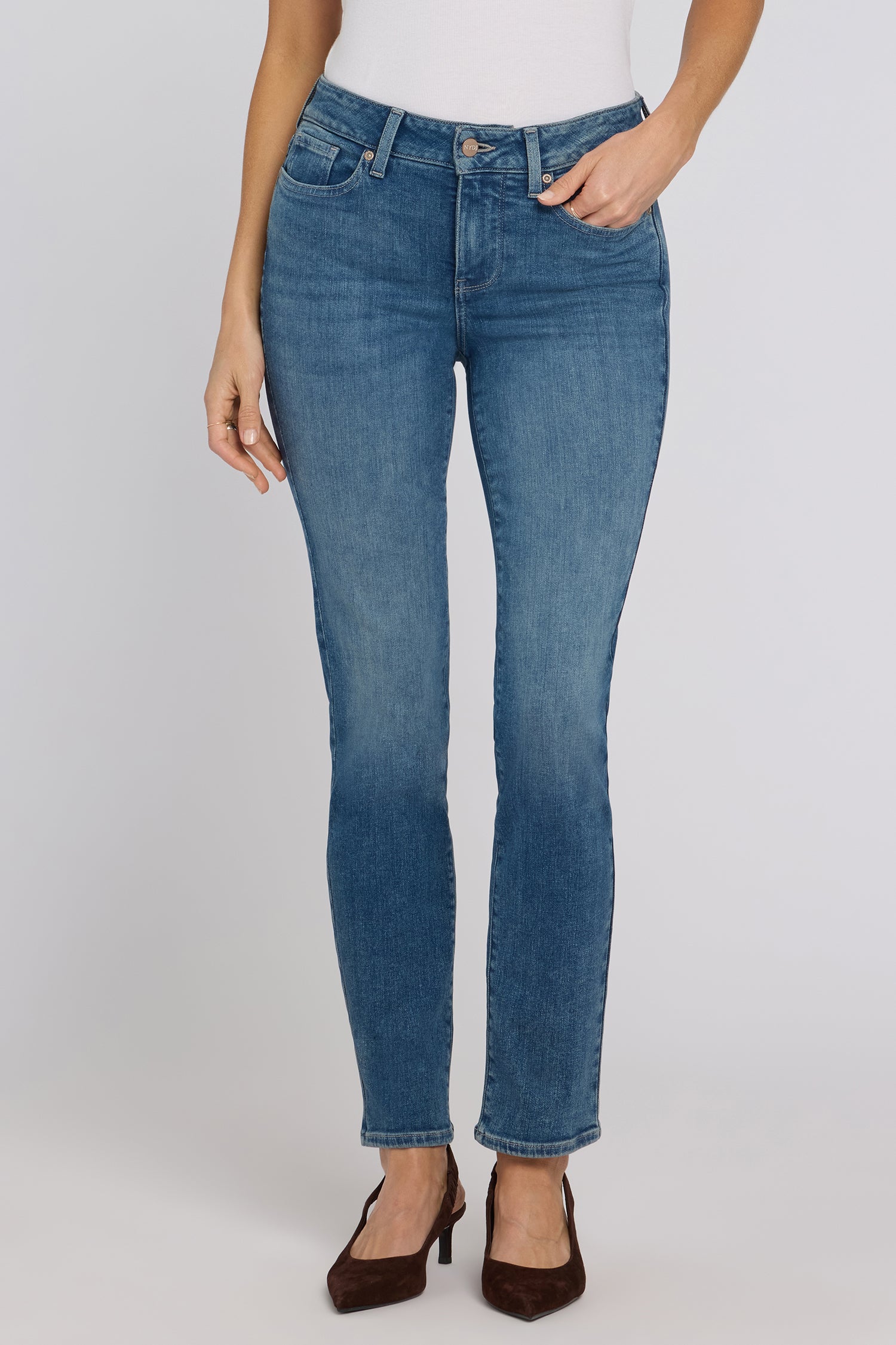 Sheri Slim Straight Jeans In Re-New™ Denim With Criss-Cross Belt