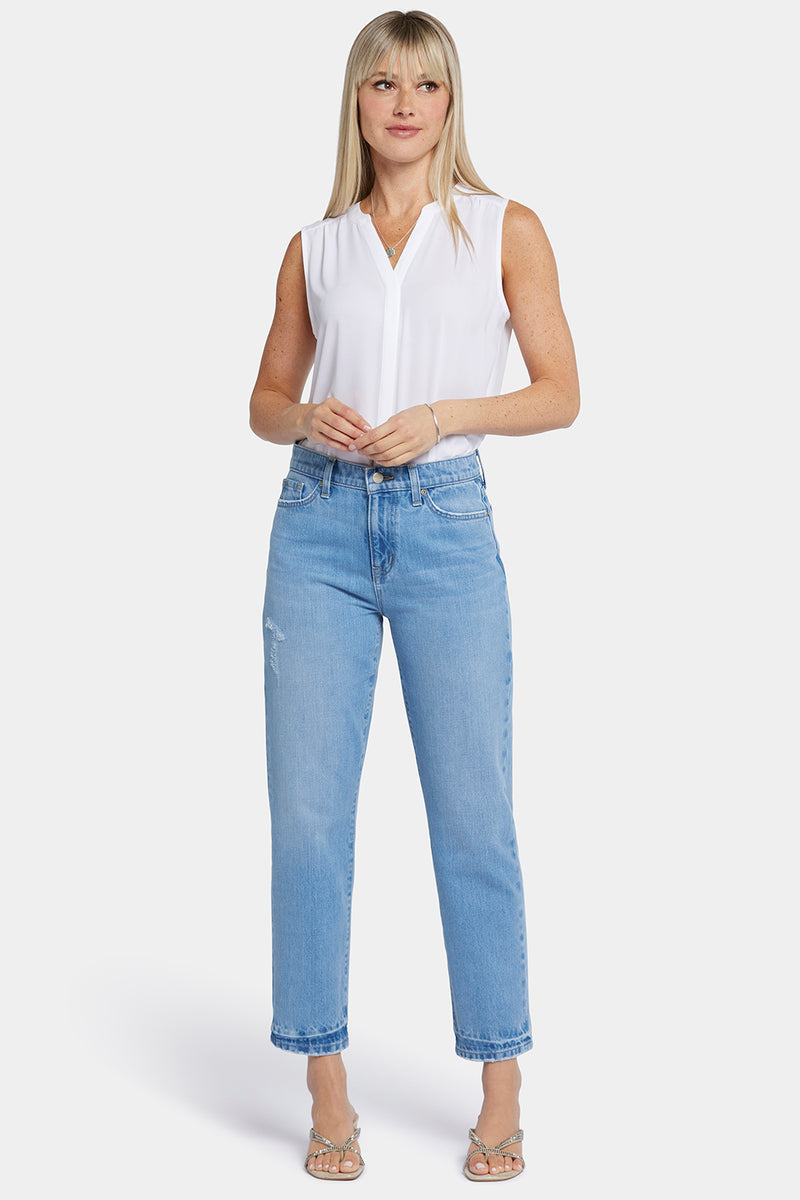 Charlotte Relaxed Jeans In Rigid Denim With Super High Rise - Riviera Sky  Blue | NYDJ