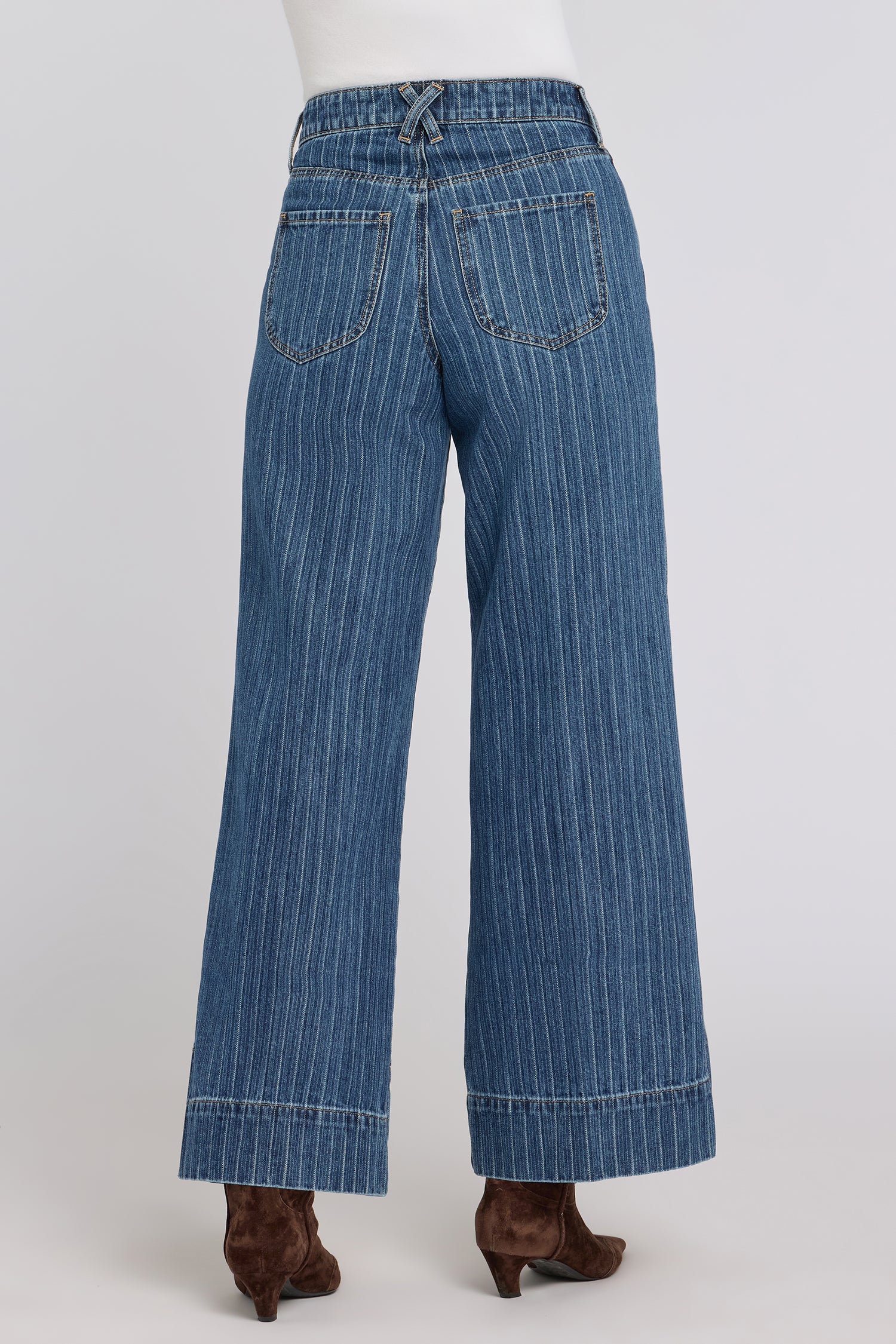 NYDJ Mia Palazzo Jeans With High Rise, Criss-Cross Belt Loop And 3" Hems - Foothill Stripe