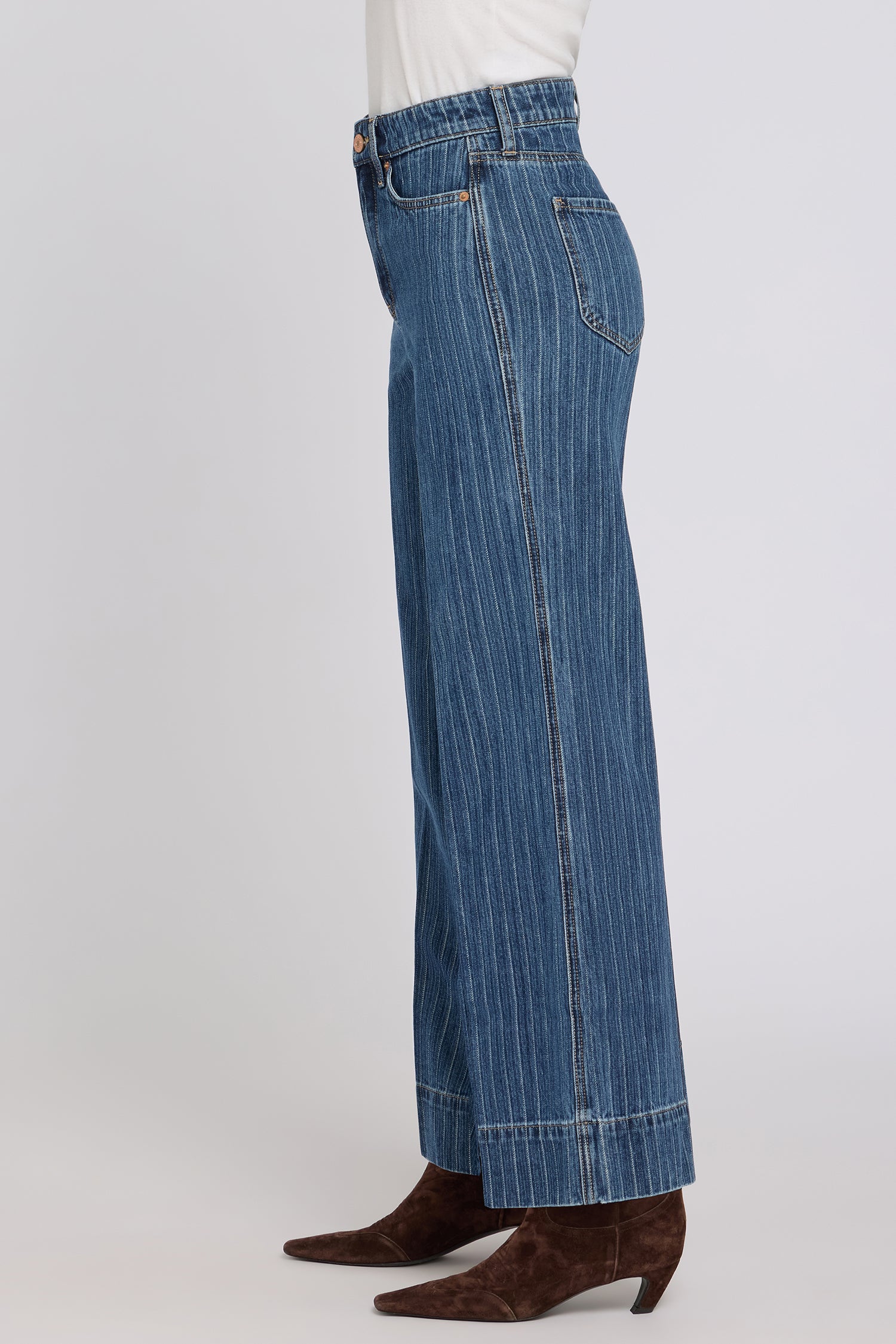 NYDJ Mia Palazzo Jeans With High Rise, Criss-Cross Belt Loop And 3" Hems - Foothill Stripe