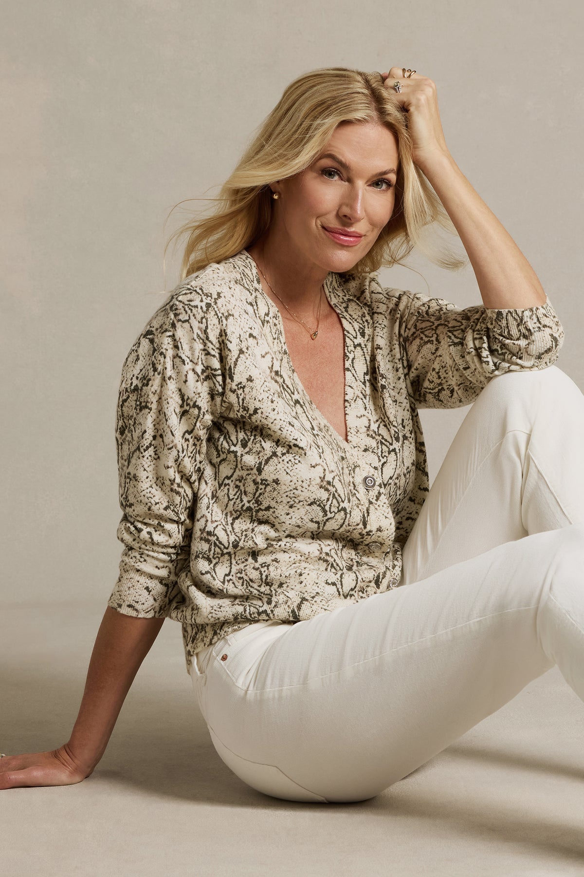 NYDJ Printed Cropped Cardigan  - Python Bleached