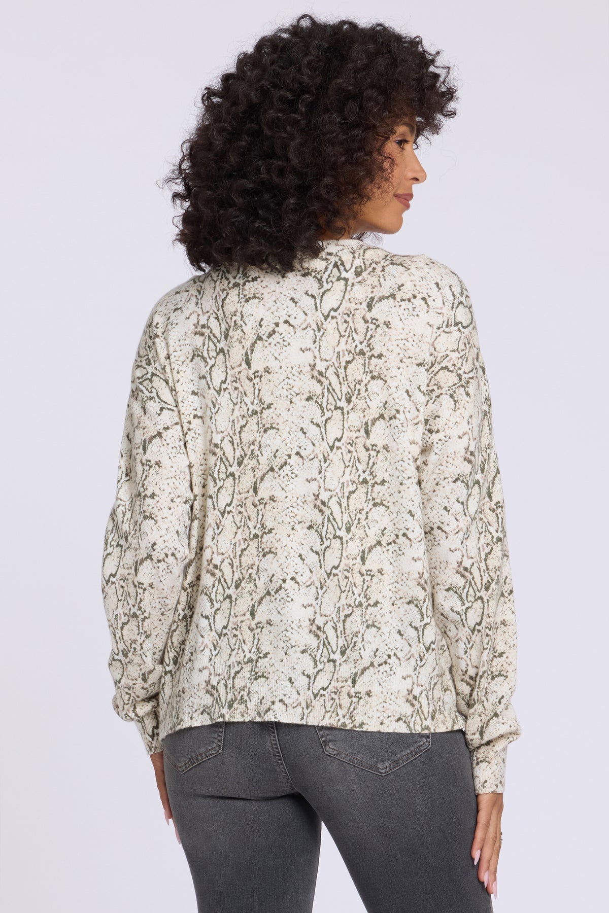 NYDJ Printed Cropped Cardigan  - Python Bleached