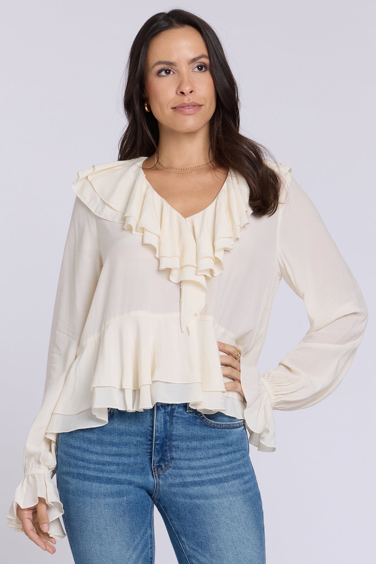 NYDJ Ruffle Blouse  - Ivory